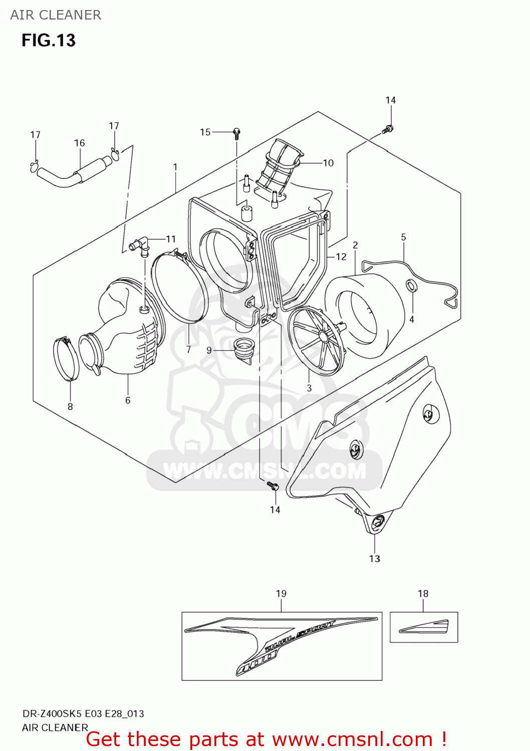 AIR CLEANER DR-Z400S 2007 (K7) USA (E03) DRZ400S DR Z400S