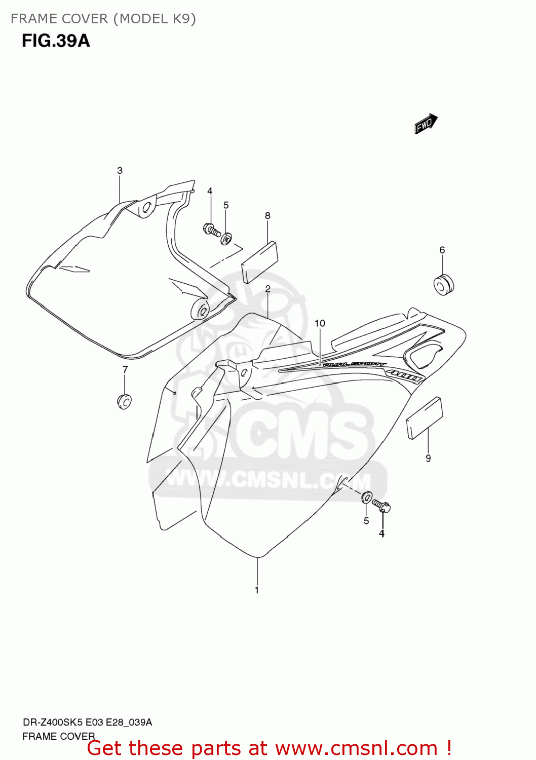 FRAME COVER (MODEL K9) DR-Z400S 2007 (K7) USA (E03) DRZ400S DR Z400S