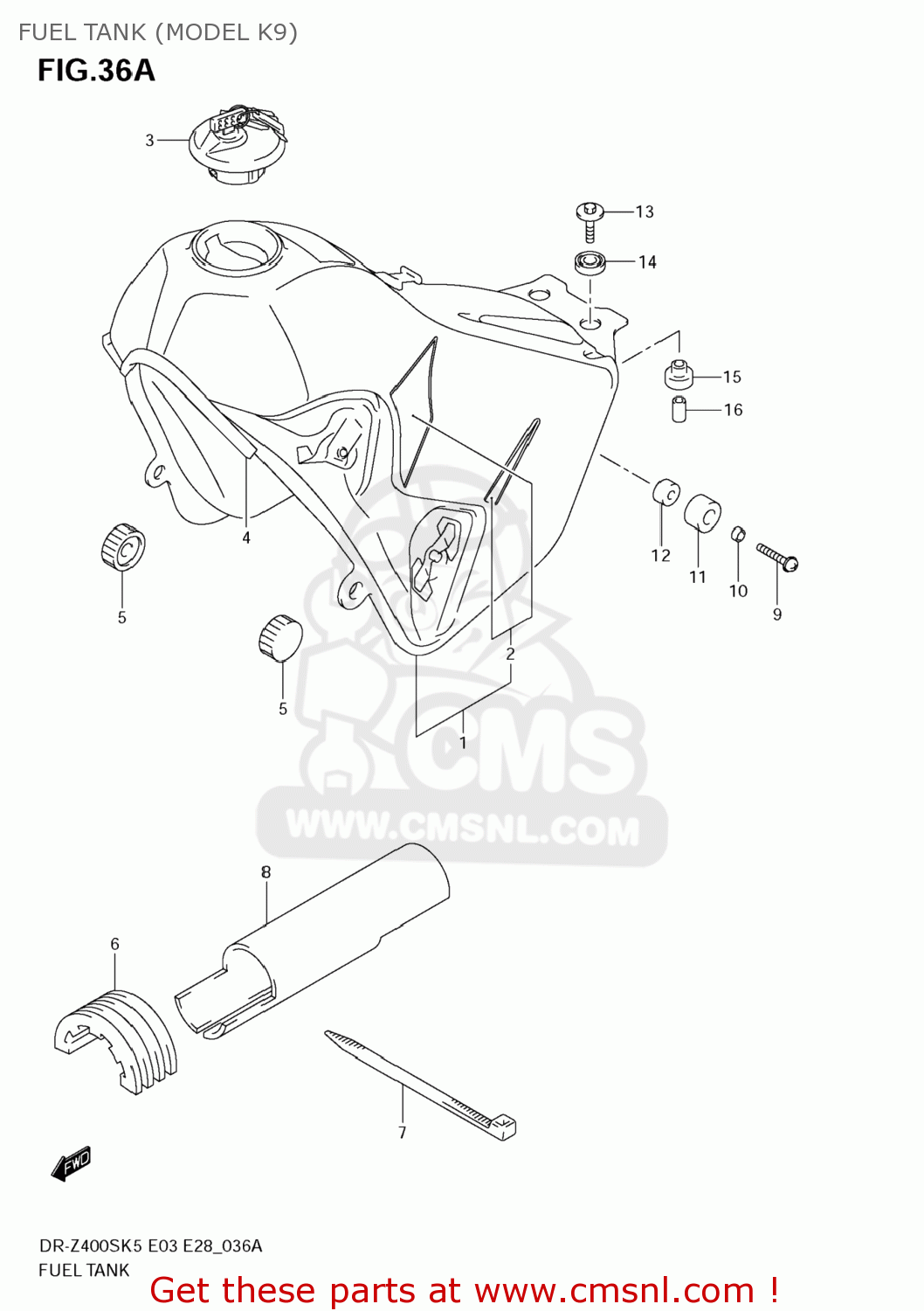 FUEL TANK (MODEL K9) DR-Z400S 2007 (K7) USA (E03) DRZ400S DR Z400S