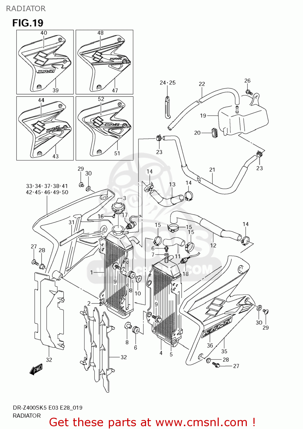 RADIATOR DR-Z400S 2007 (K7) USA (E03) DRZ400S DR Z400S