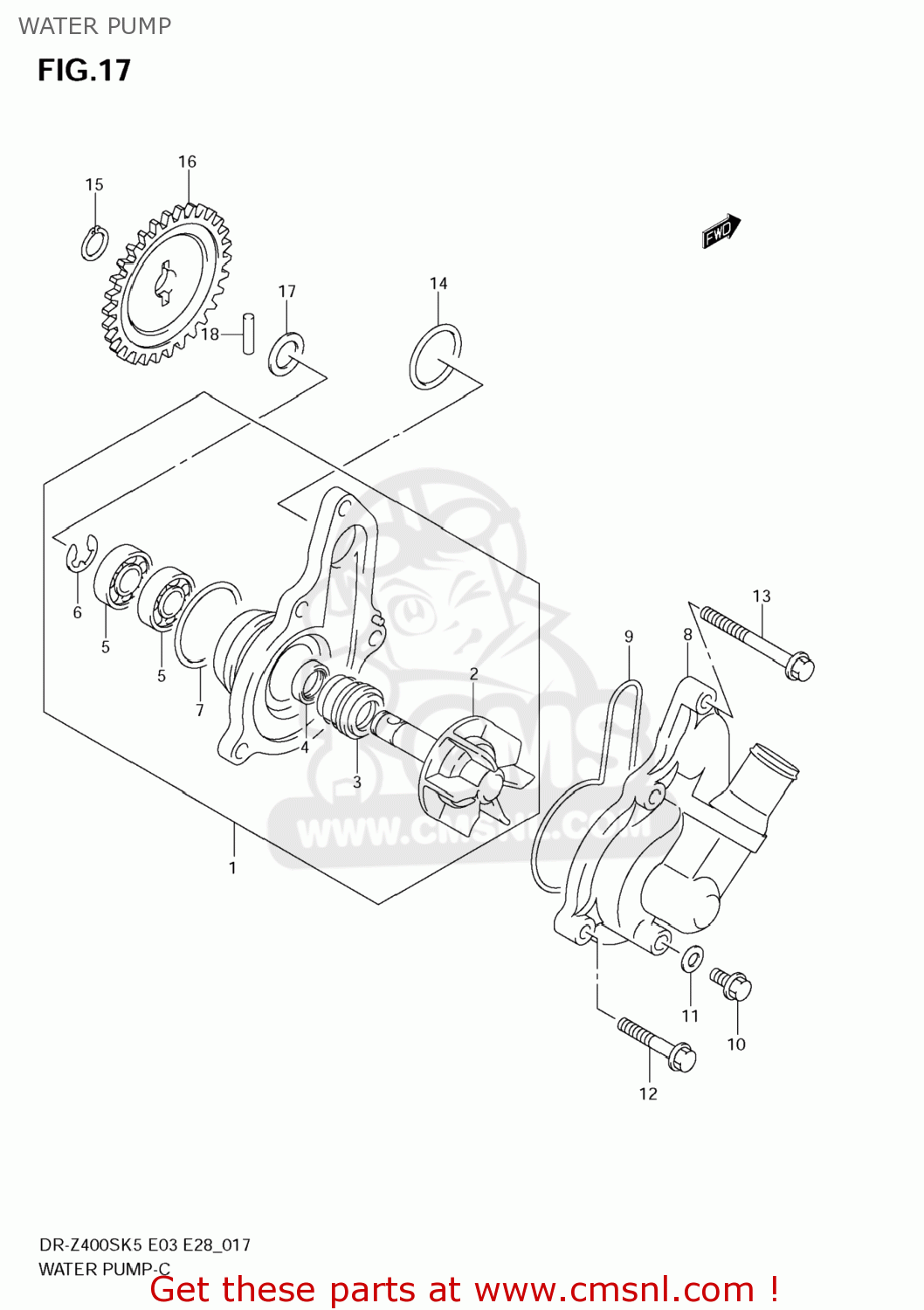 WATER PUMP DR-Z400S 2007 (K7) USA (E03) DRZ400S DR Z400S