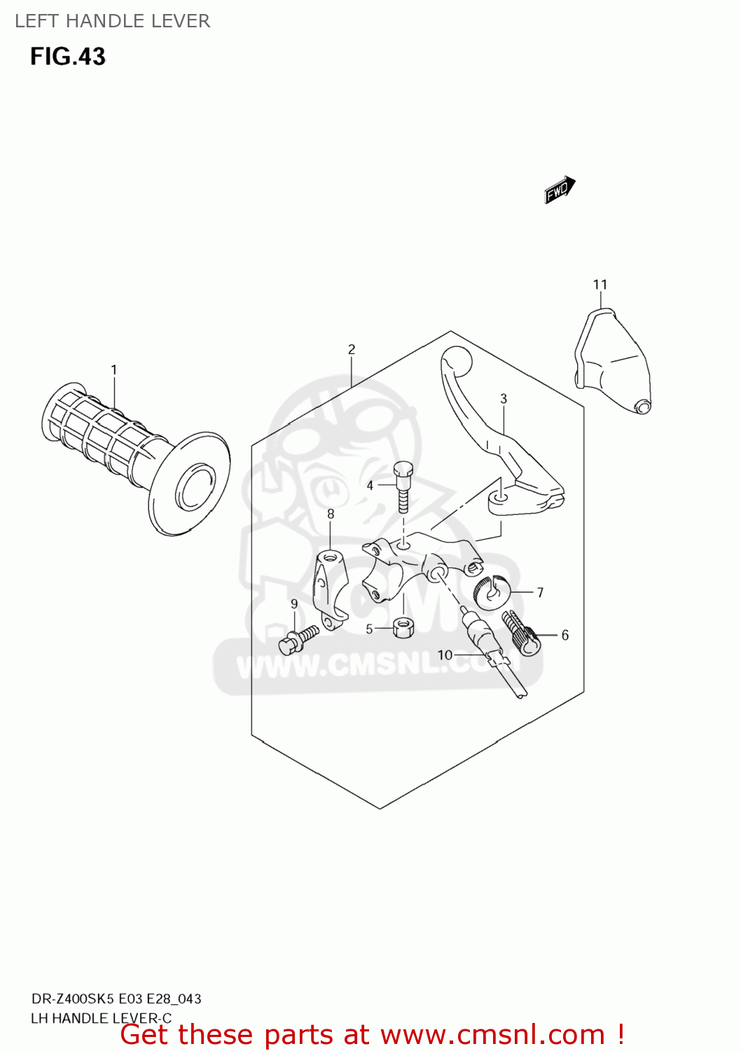 LEFT HANDLE LEVER DR-Z400S 2008 (K8) USA (E03) DRZ400S DR Z400S