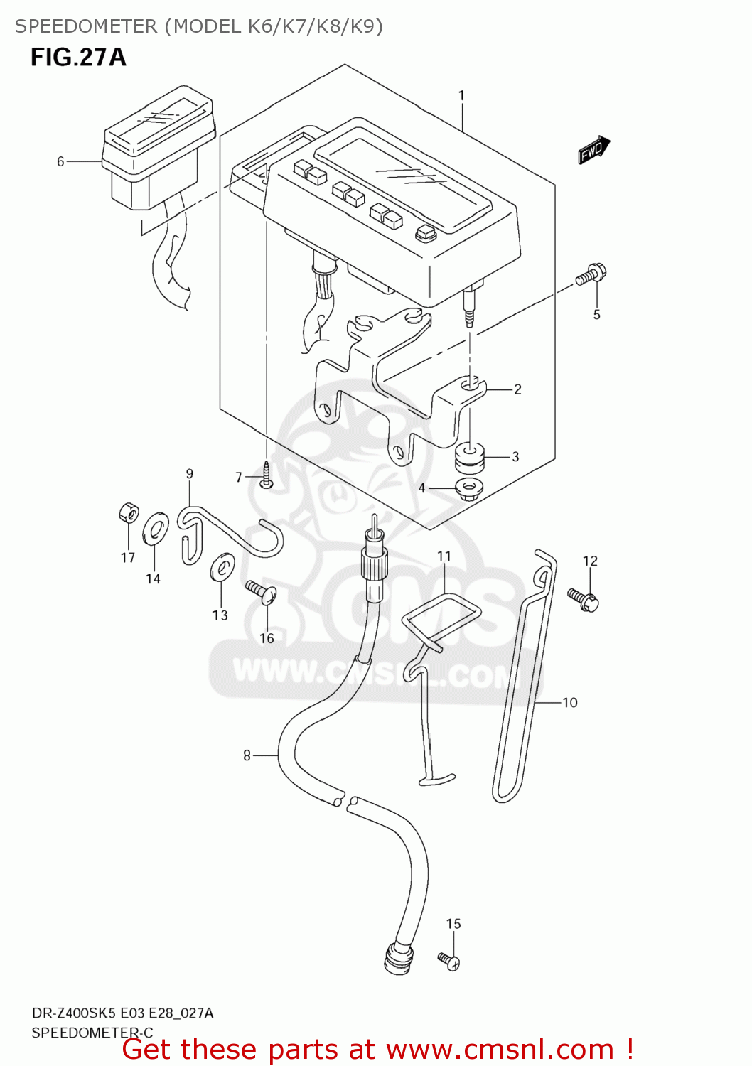 SPEEDOMETER (MODEL K6/K7/K8/K9) DR-Z400S 2008 (K8) USA (E03) DRZ400S DR Z400S