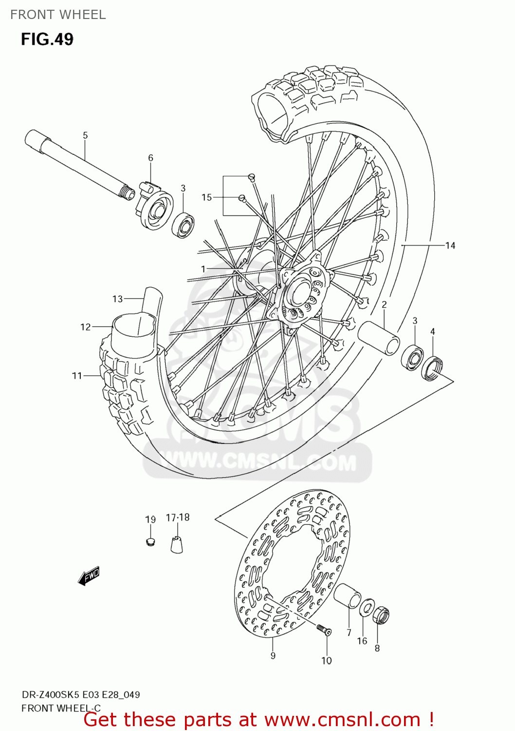 FRONT WHEEL DR-Z400S 2009 (K9) USA (E03) DRZ400S DR Z400S