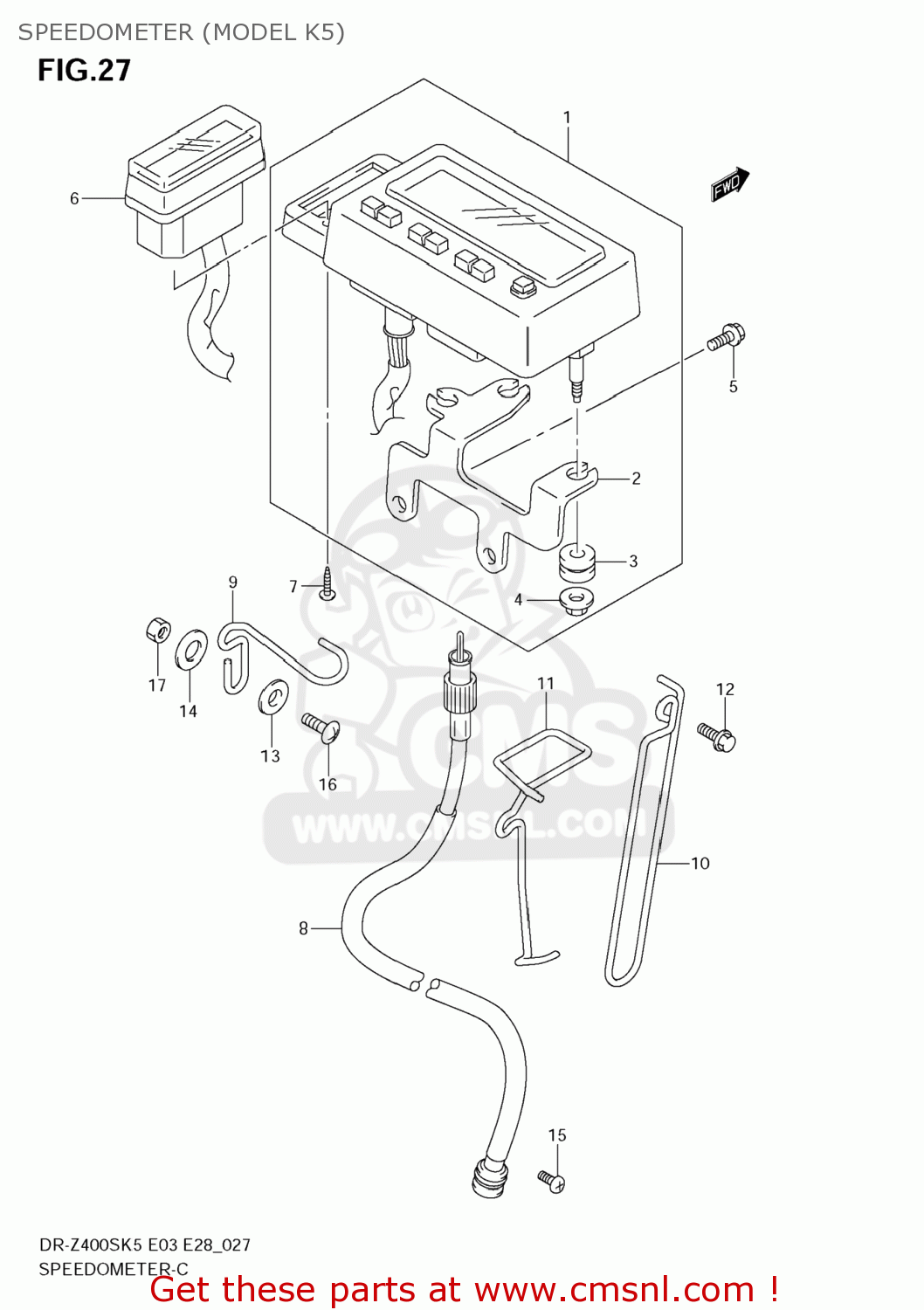 SPEEDOMETER (MODEL K5) DR-Z400S 2009 (K9) USA (E03) DRZ400S DR Z400S