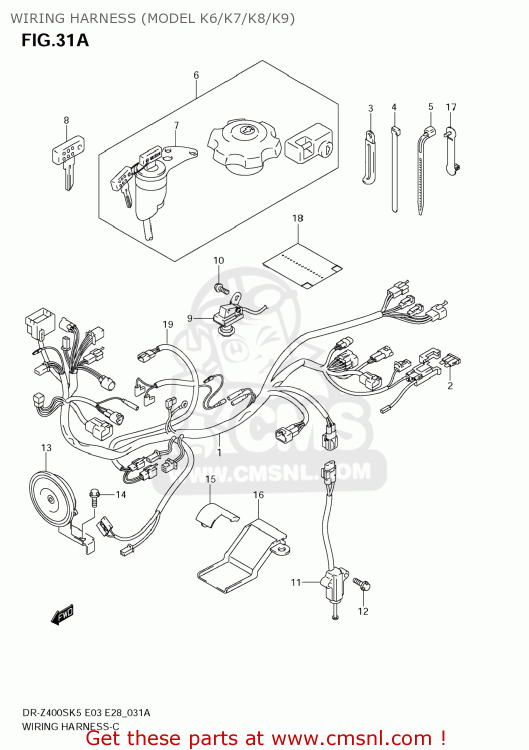 WIRING HARNESS (MODEL K6/K7/K8/K9) DR-Z400S 2009 (K9) USA (E03) DRZ400S DR Z400S