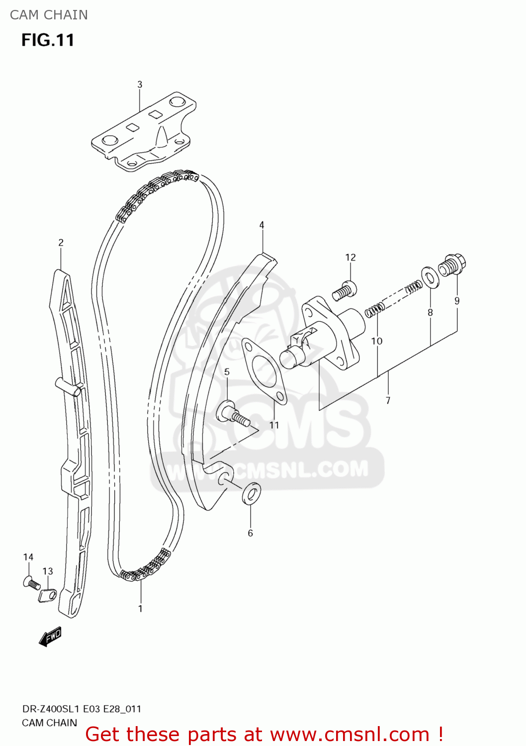 CAM CHAIN DR-Z400S 2011 (L1) USA (E03) DRZ400S DR Z400S