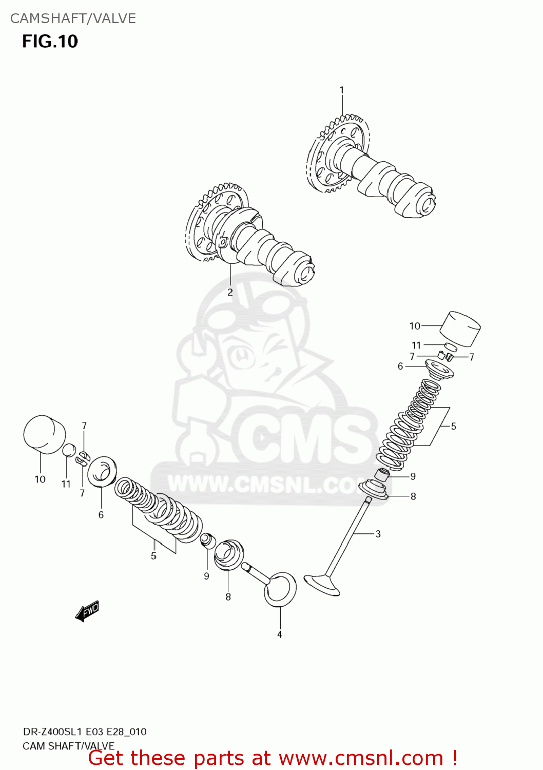 CAMSHAFT/VALVE DR-Z400S 2011 (L1) USA (E03) DRZ400S DR Z400S
