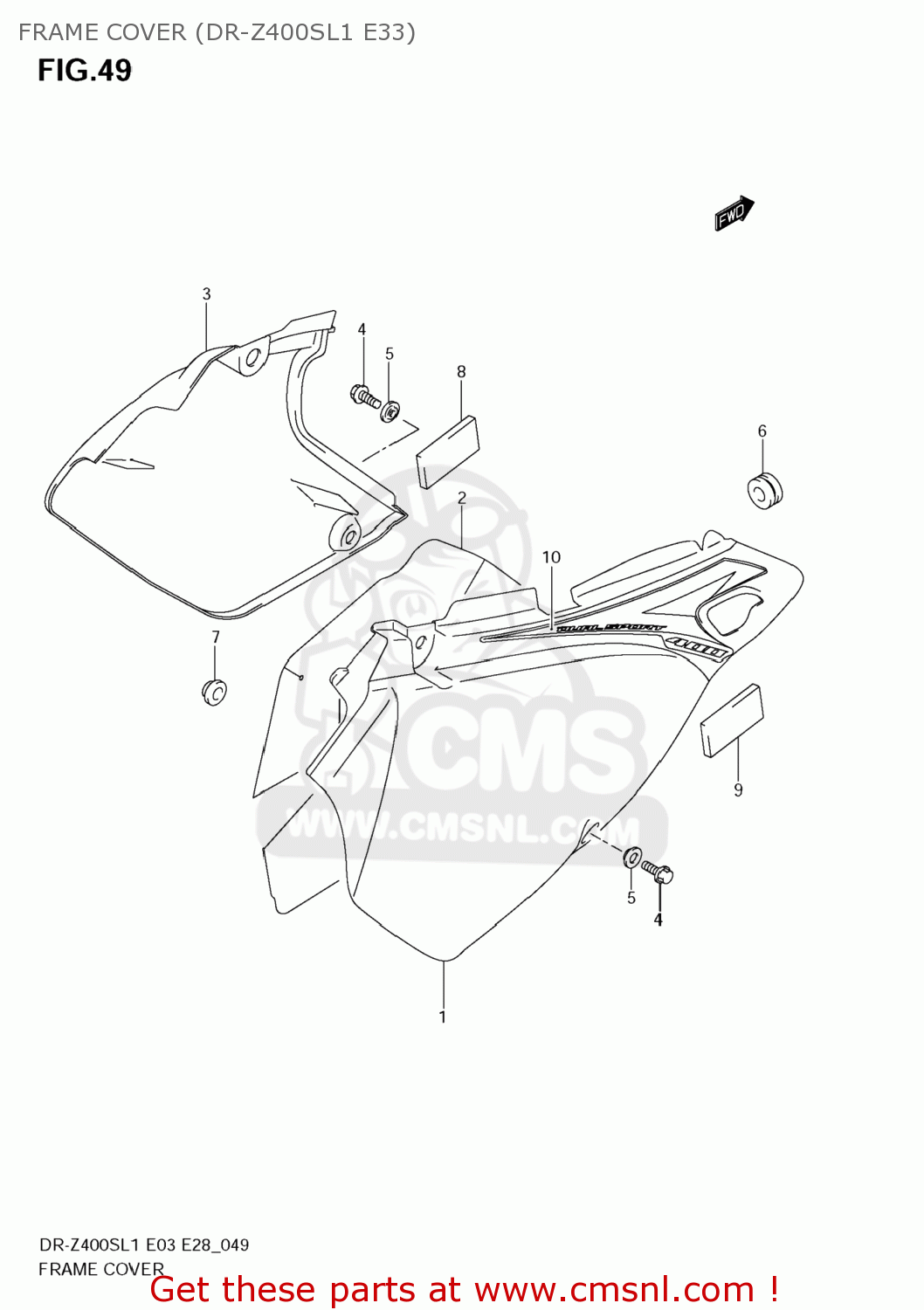 FRAME COVER (DR-Z400SL1 E33) DR-Z400S 2011 (L1) USA (E03) DRZ400S DR Z400S