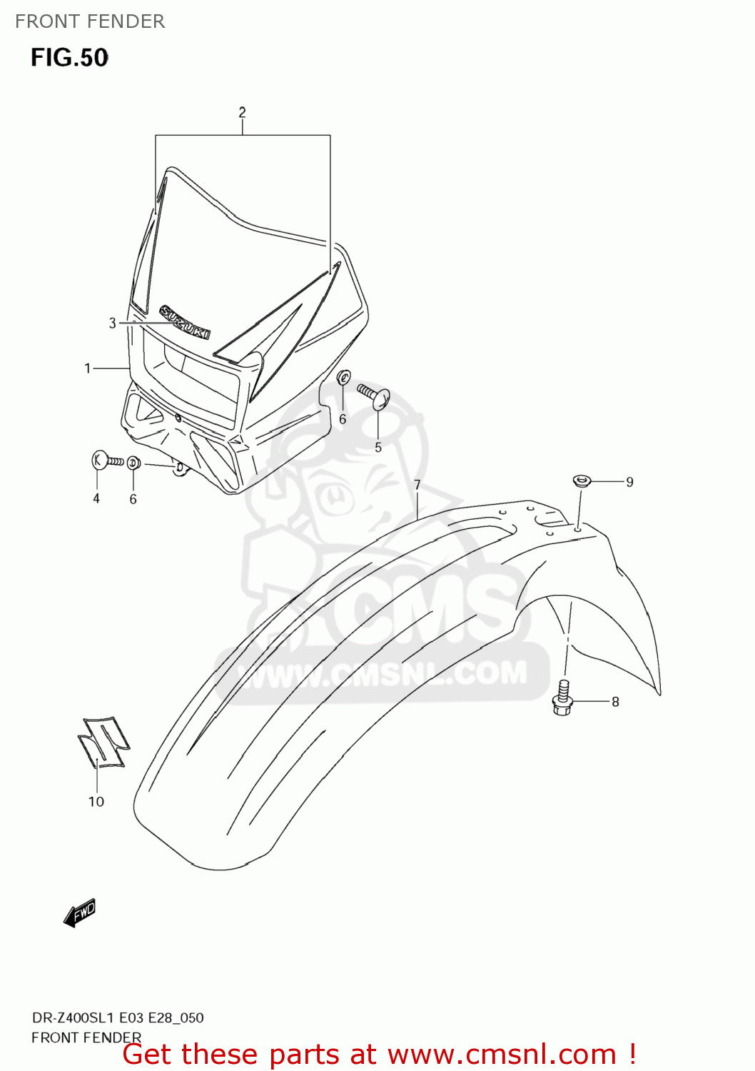 FRONT FENDER DR-Z400S 2011 (L1) USA (E03) DRZ400S DR Z400S