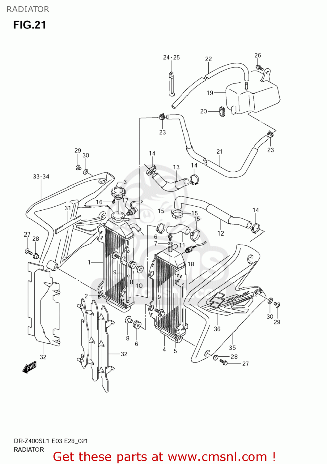 RADIATOR DR-Z400S 2011 (L1) USA (E03) DRZ400S DR Z400S