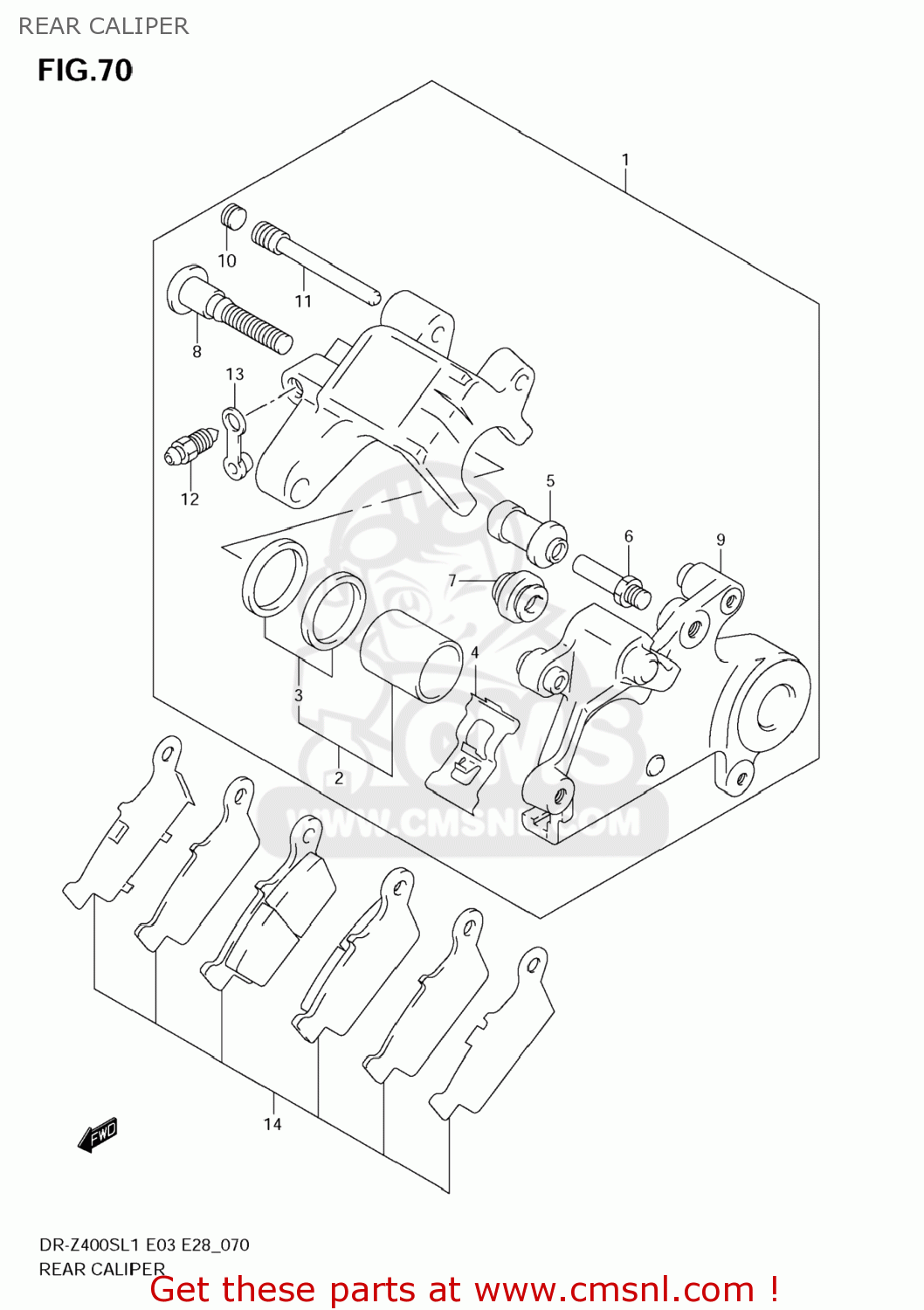 REAR CALIPER DR-Z400S 2011 (L1) USA (E03) DRZ400S DR Z400S
