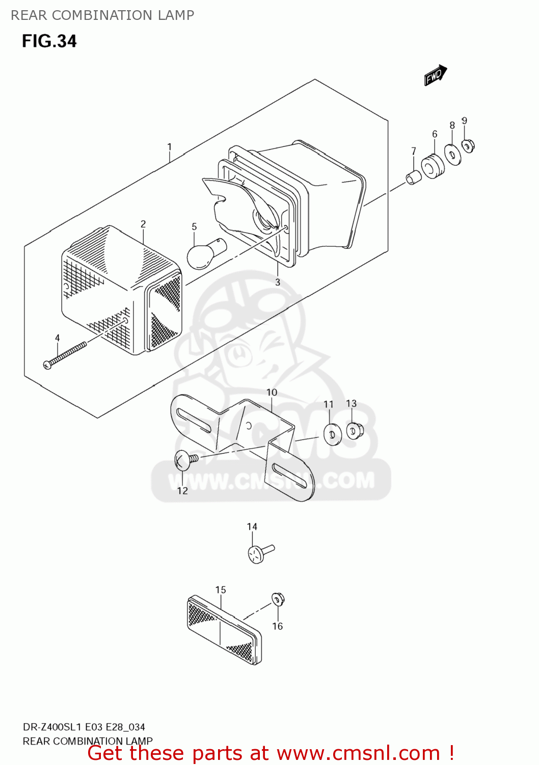 REAR COMBINATION LAMP DR-Z400S 2011 (L1) USA (E03) DRZ400S DR Z400S