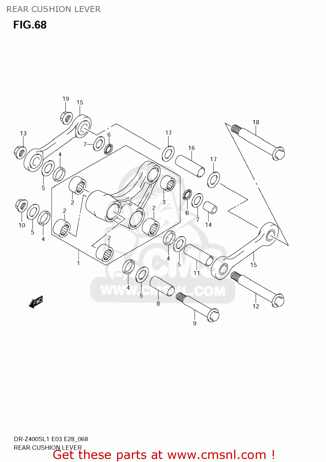 REAR CUSHION LEVER DR-Z400S 2011 (L1) USA (E03) DRZ400S DR Z400S