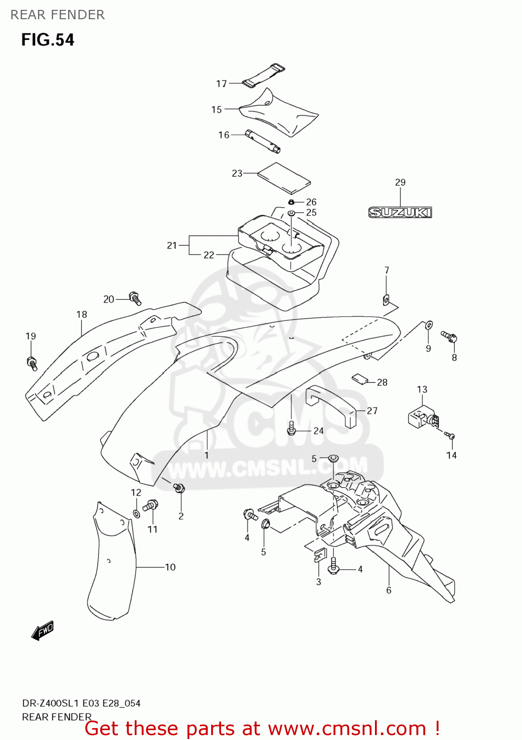 REAR FENDER DR-Z400S 2011 (L1) USA (E03) DRZ400S DR Z400S