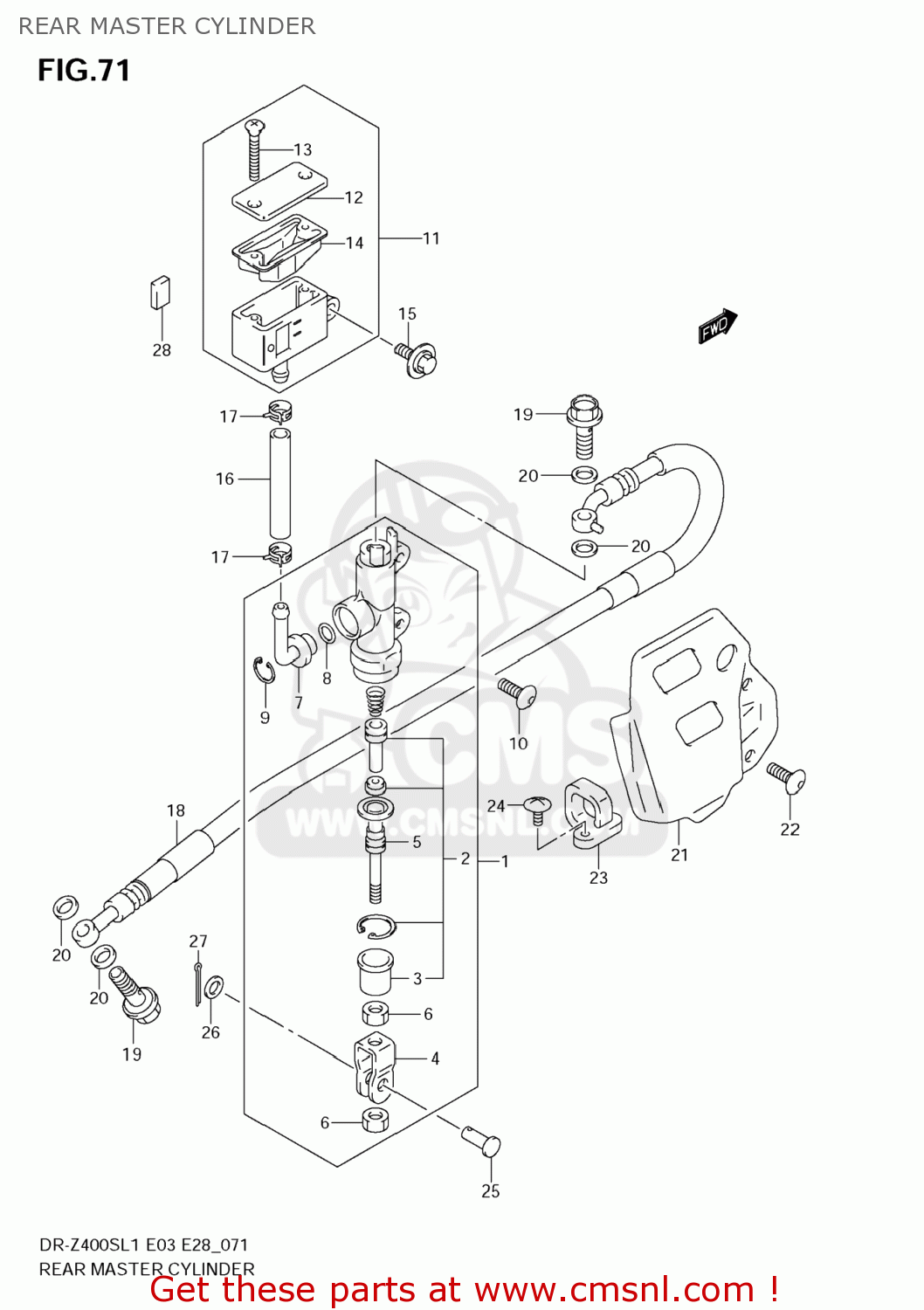 REAR MASTER CYLINDER DR-Z400S 2011 (L1) USA (E03) DRZ400S DR Z400S