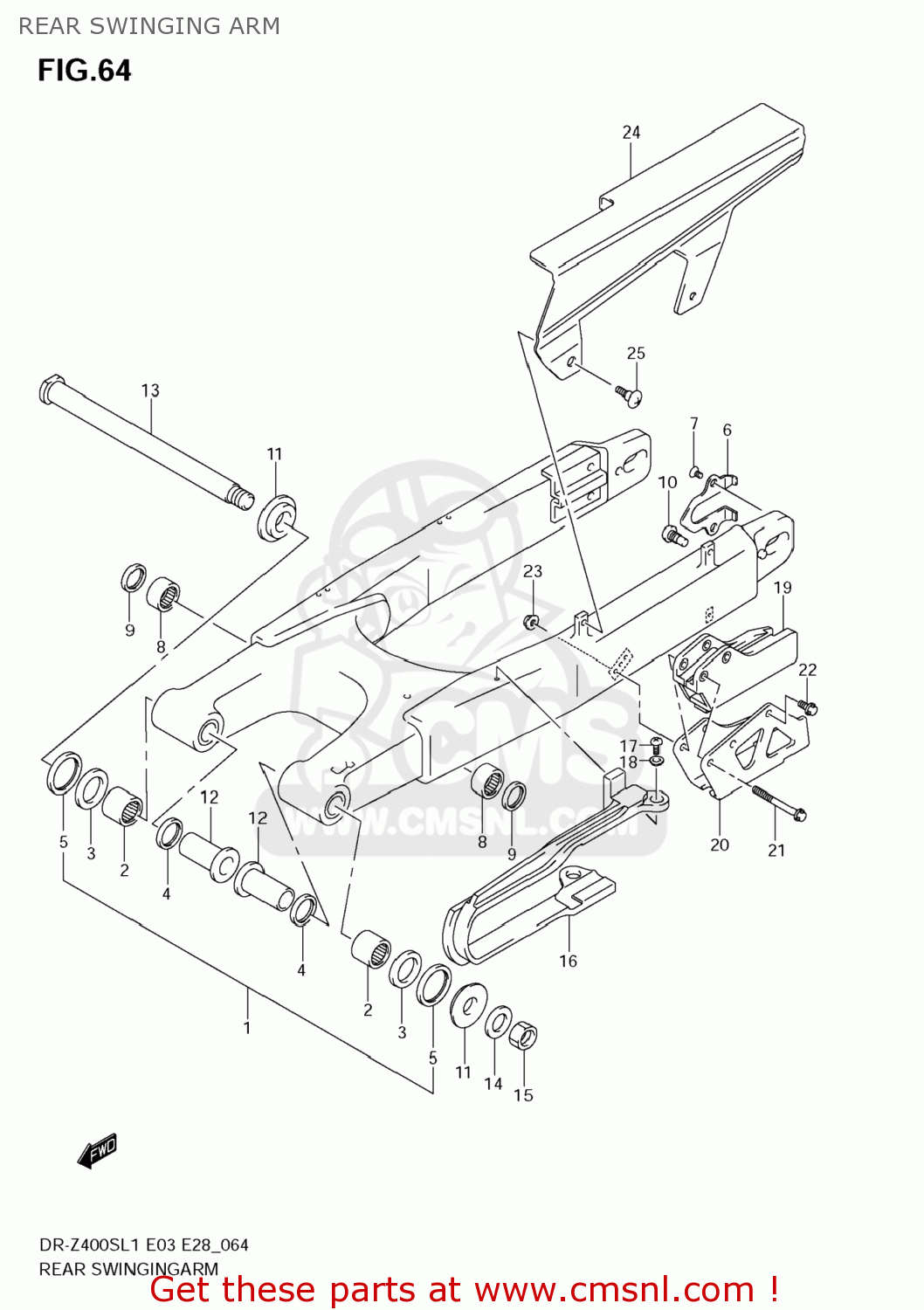REAR SWINGING ARM DR-Z400S 2011 (L1) USA (E03) DRZ400S DR Z400S
