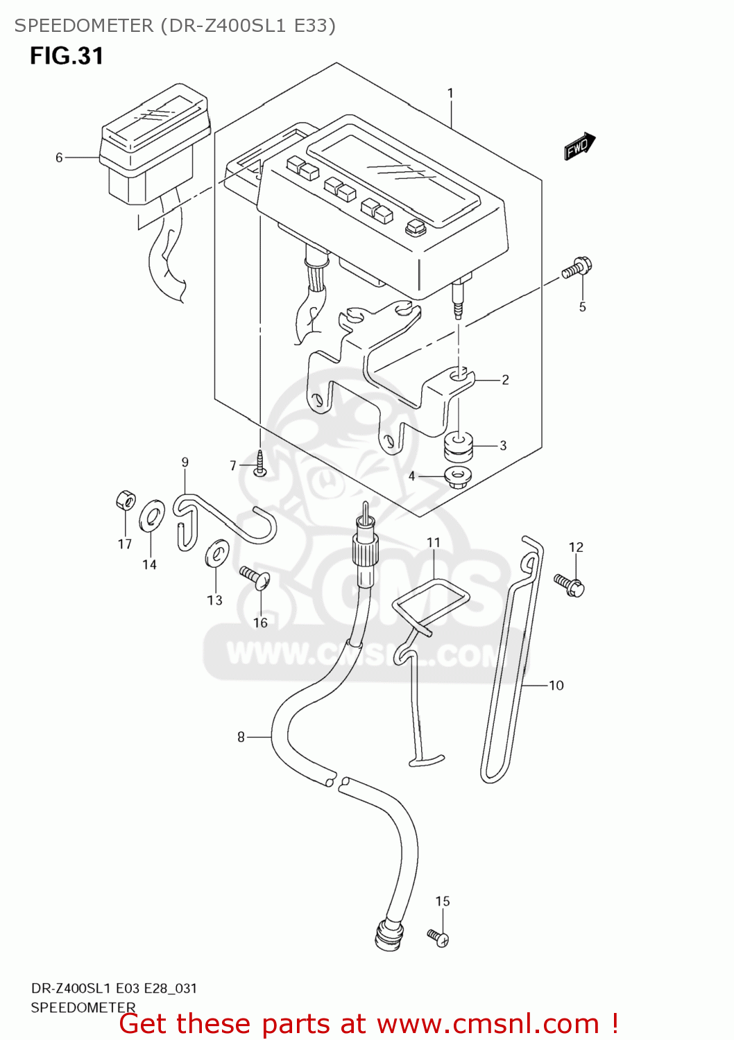 SPEEDOMETER (DR-Z400SL1 E33) DR-Z400S 2011 (L1) USA (E03) DRZ400S DR Z400S