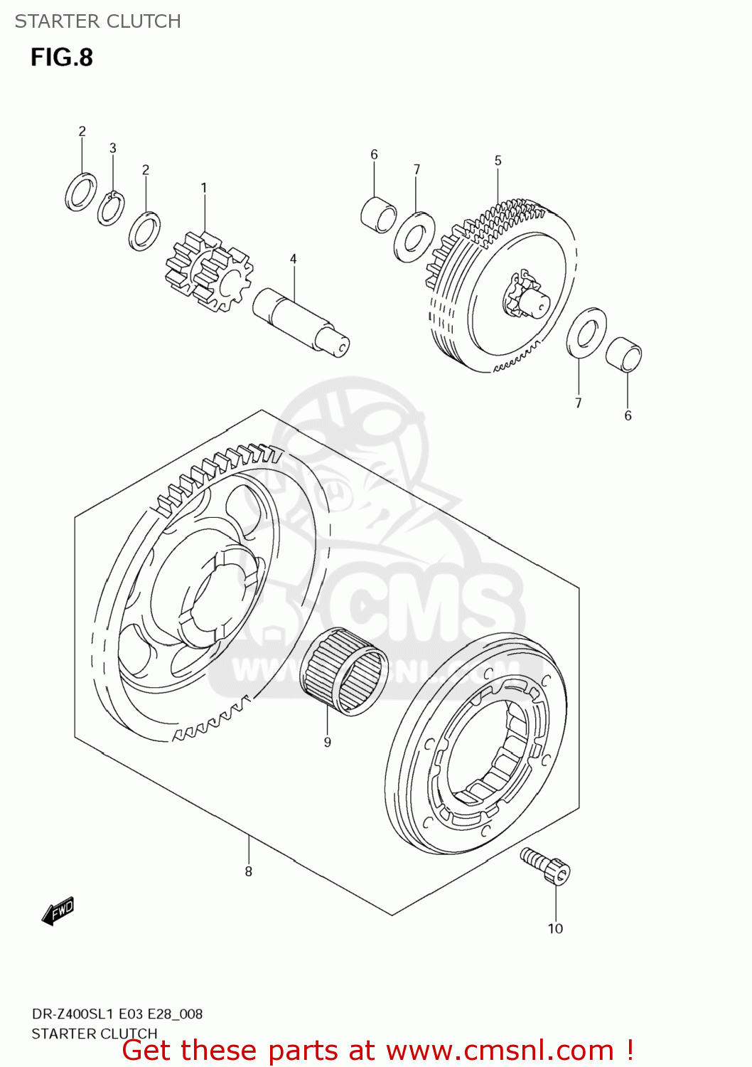 STARTER CLUTCH DR-Z400S 2011 (L1) USA (E03) DRZ400S DR Z400S