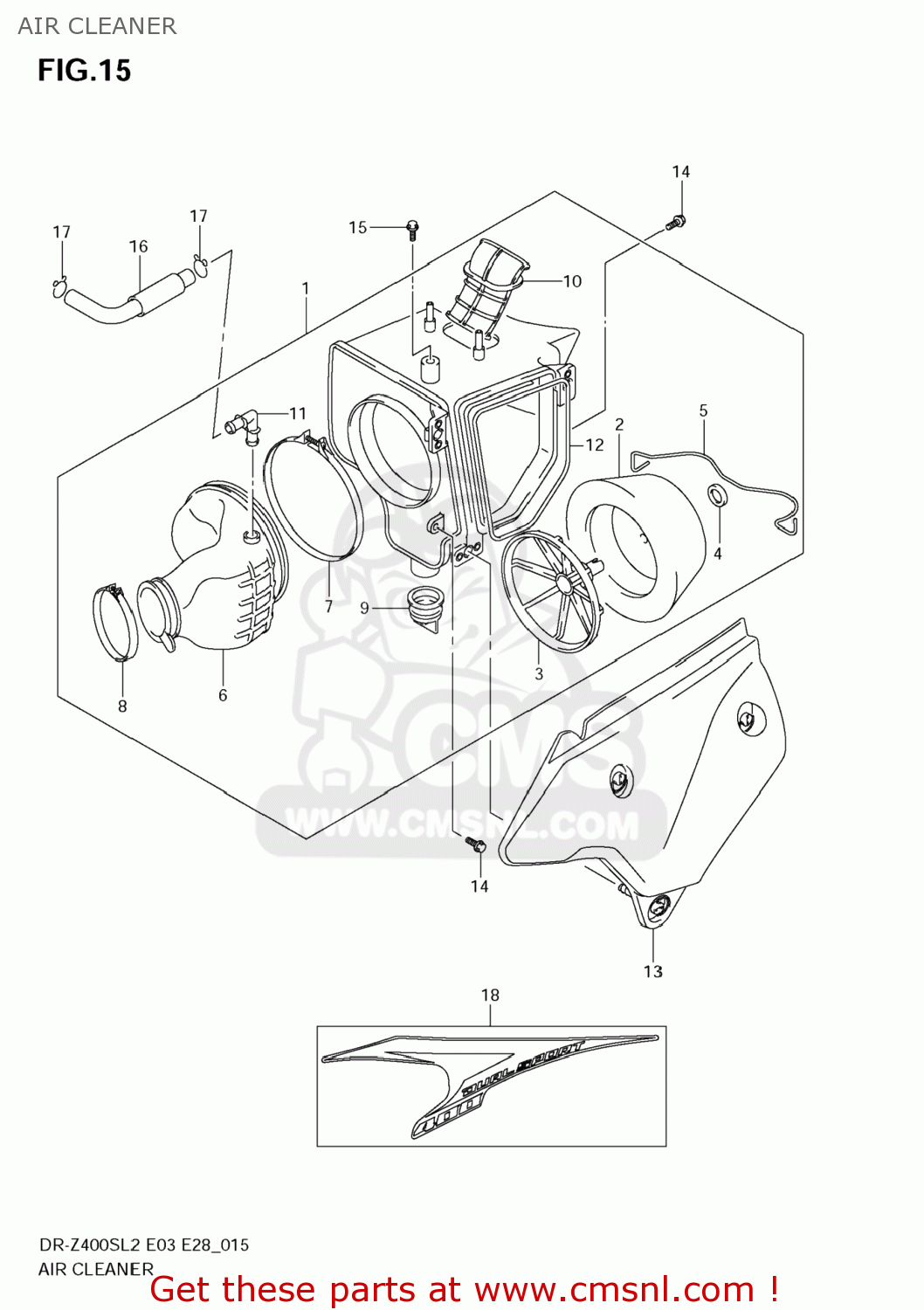 AIR CLEANER DR-Z400S 2012 (L2) USA (E03) DRZ400S DR Z400S