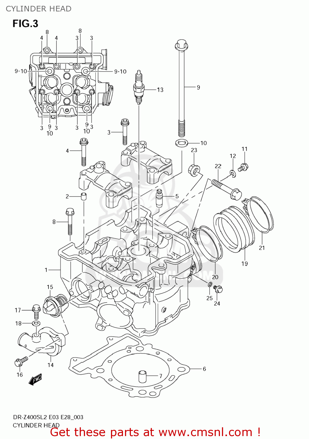 CYLINDER HEAD DR-Z400S 2012 (L2) USA (E03) DRZ400S DR Z400S