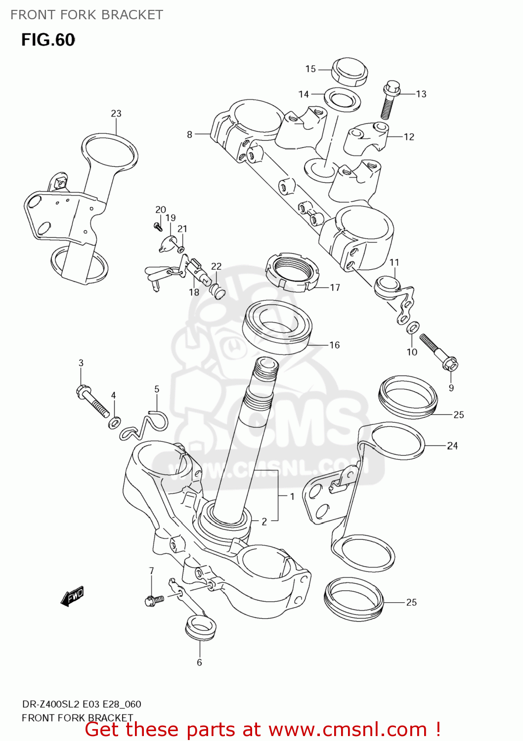 FRONT FORK BRACKET DR-Z400S 2012 (L2) USA (E03) DRZ400S DR Z400S