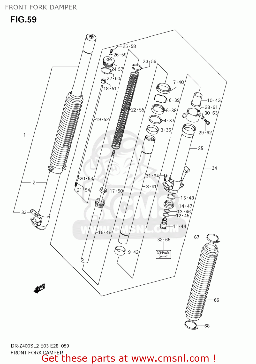 FRONT FORK DAMPER DR-Z400S 2012 (L2) USA (E03) DRZ400S DR Z400S