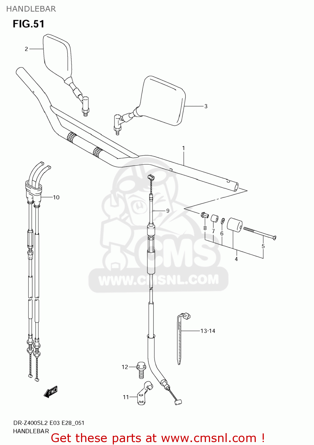 HANDLEBAR DR-Z400S 2012 (L2) USA (E03) DRZ400S DR Z400S