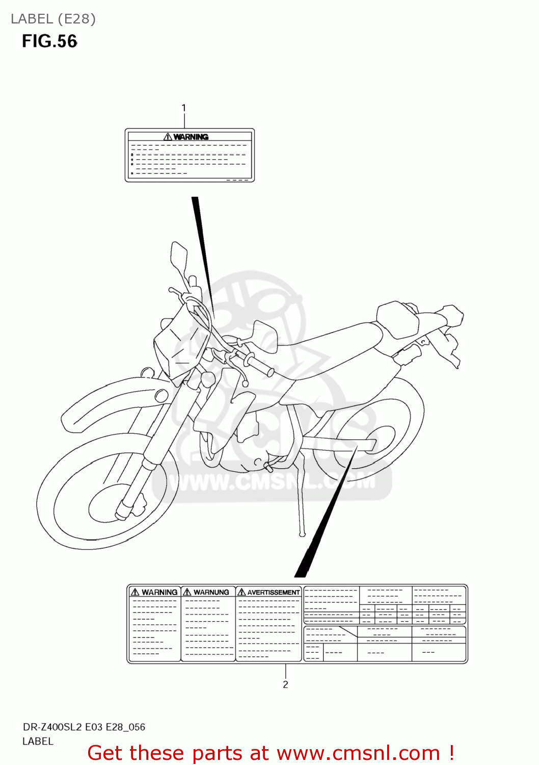 LABEL (E28) DR-Z400S 2012 (L2) USA (E03) DRZ400S DR Z400S