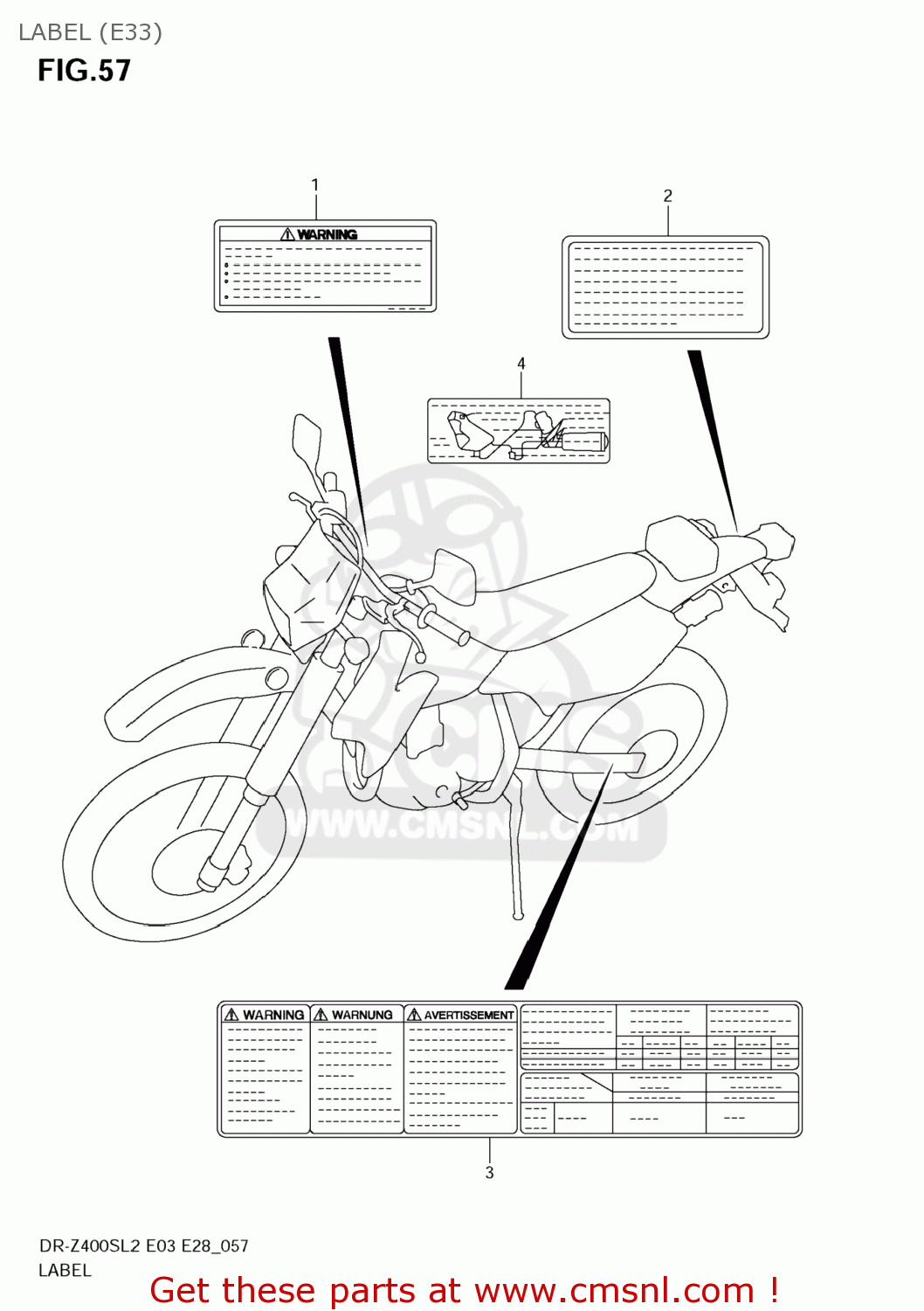 LABEL (E33) DR-Z400S 2012 (L2) USA (E03) DRZ400S DR Z400S