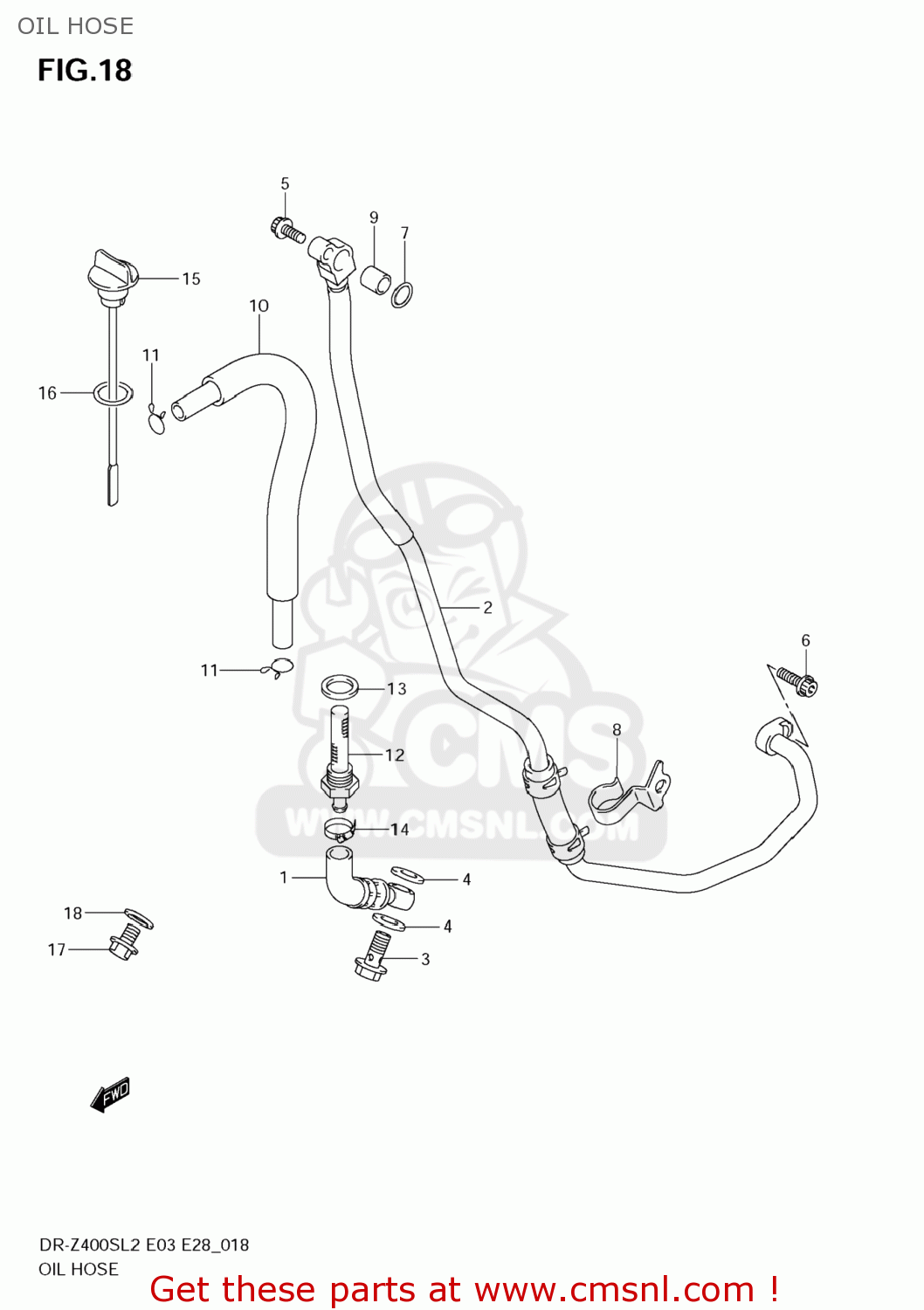 OIL HOSE DR-Z400S 2012 (L2) USA (E03) DRZ400S DR Z400S