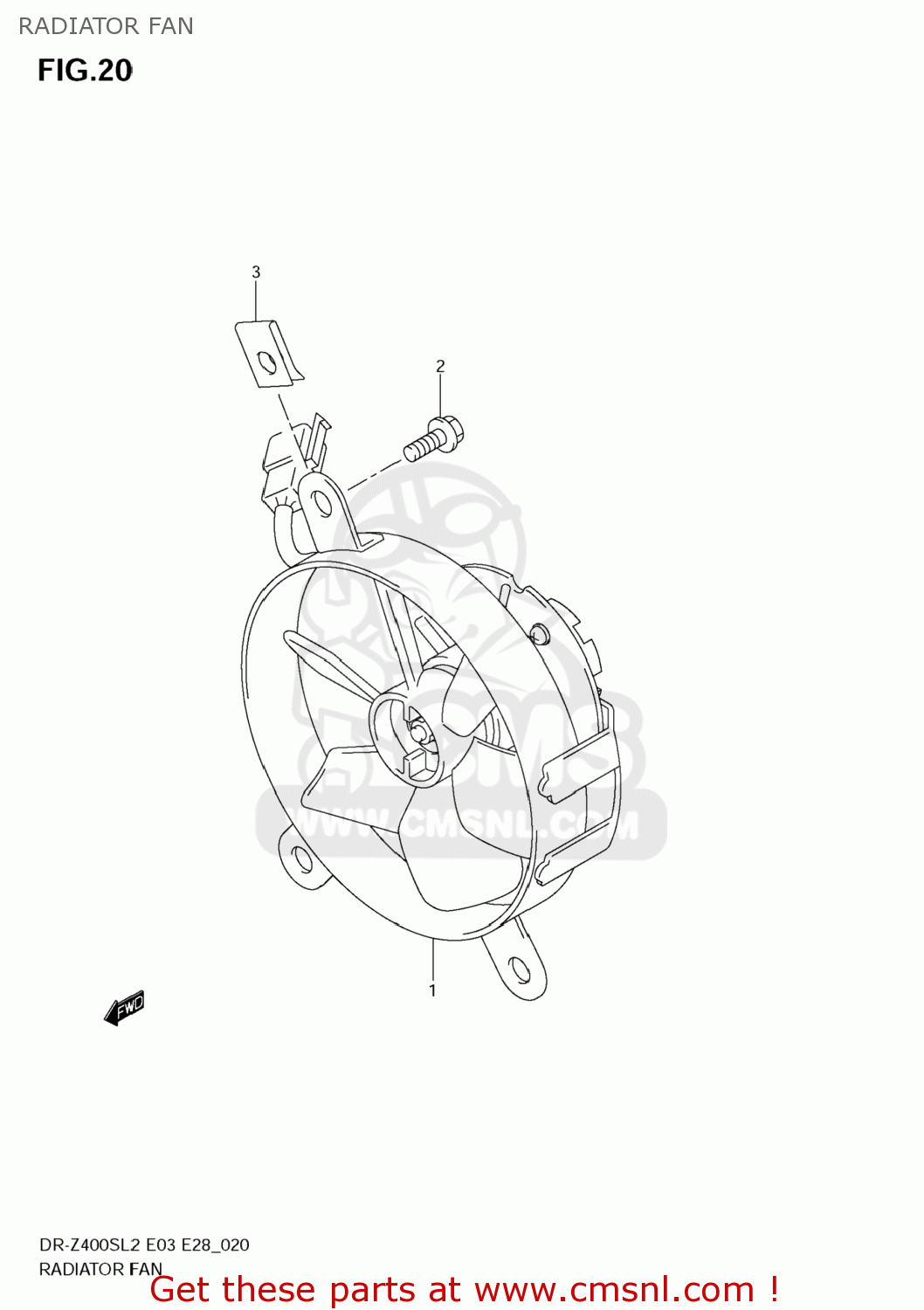 RADIATOR FAN DR-Z400S 2012 (L2) USA (E03) DRZ400S DR Z400S