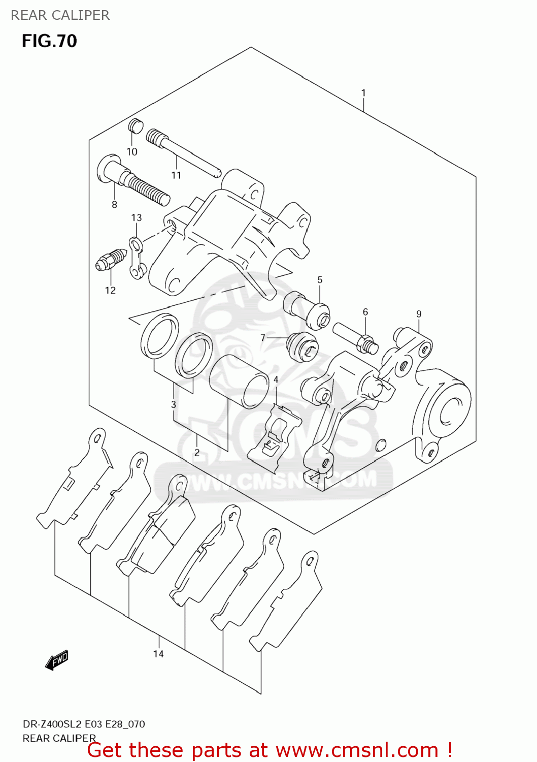 REAR CALIPER DR-Z400S 2012 (L2) USA (E03) DRZ400S DR Z400S