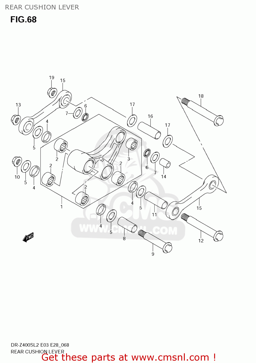 REAR CUSHION LEVER DR-Z400S 2012 (L2) USA (E03) DRZ400S DR Z400S