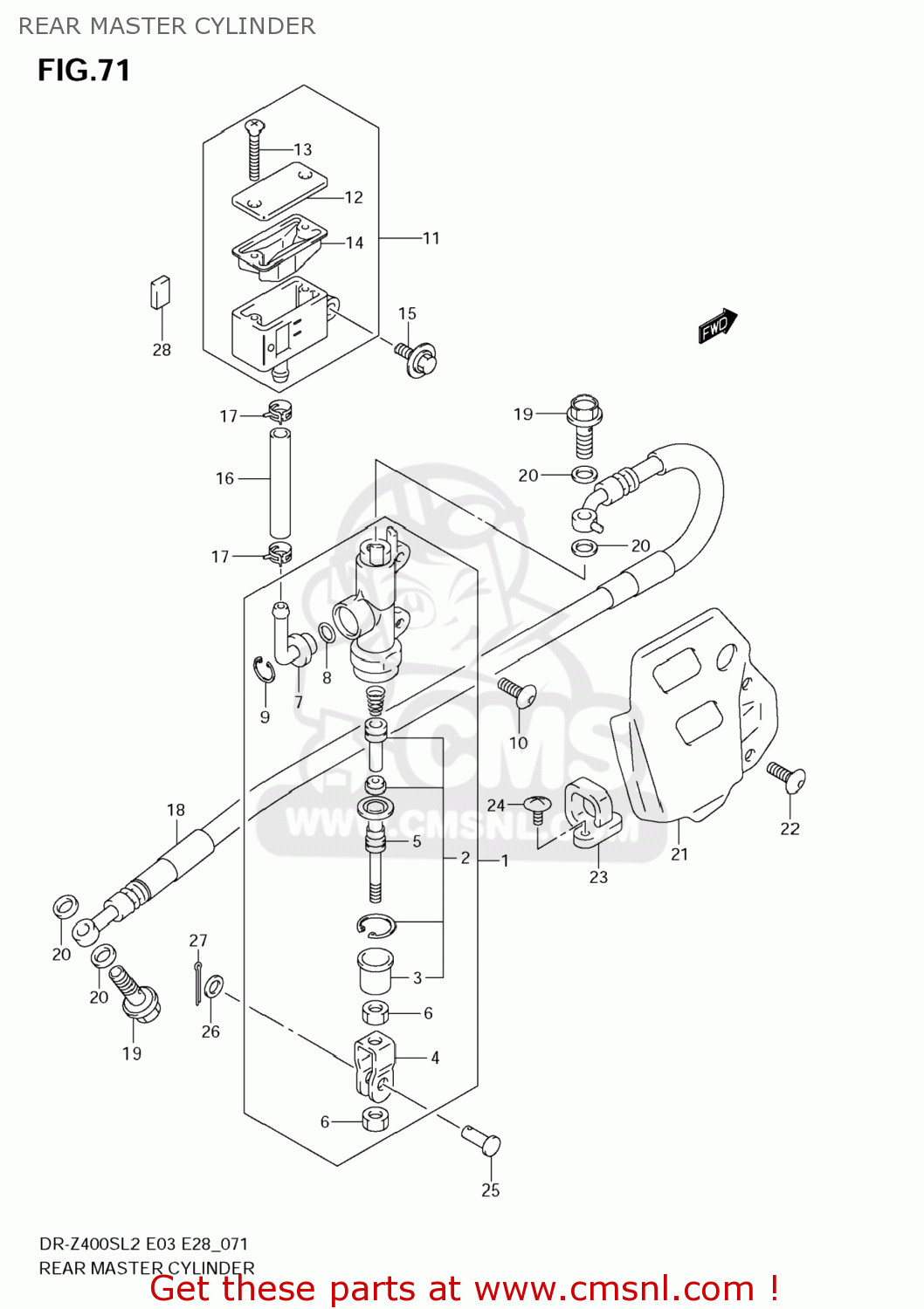 REAR MASTER CYLINDER DR-Z400S 2012 (L2) USA (E03) DRZ400S DR Z400S
