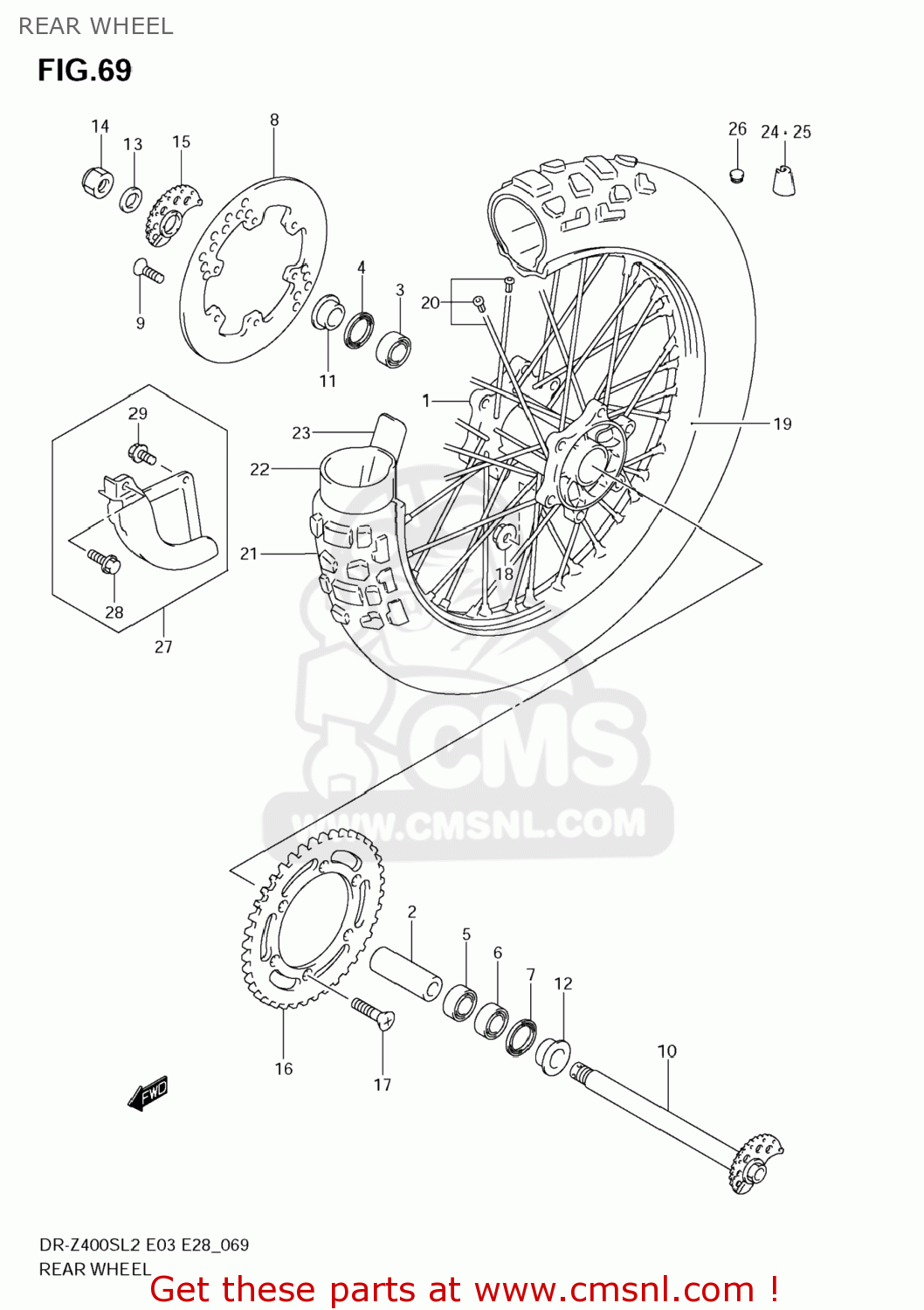 REAR WHEEL DR-Z400S 2012 (L2) USA (E03) DRZ400S DR Z400S