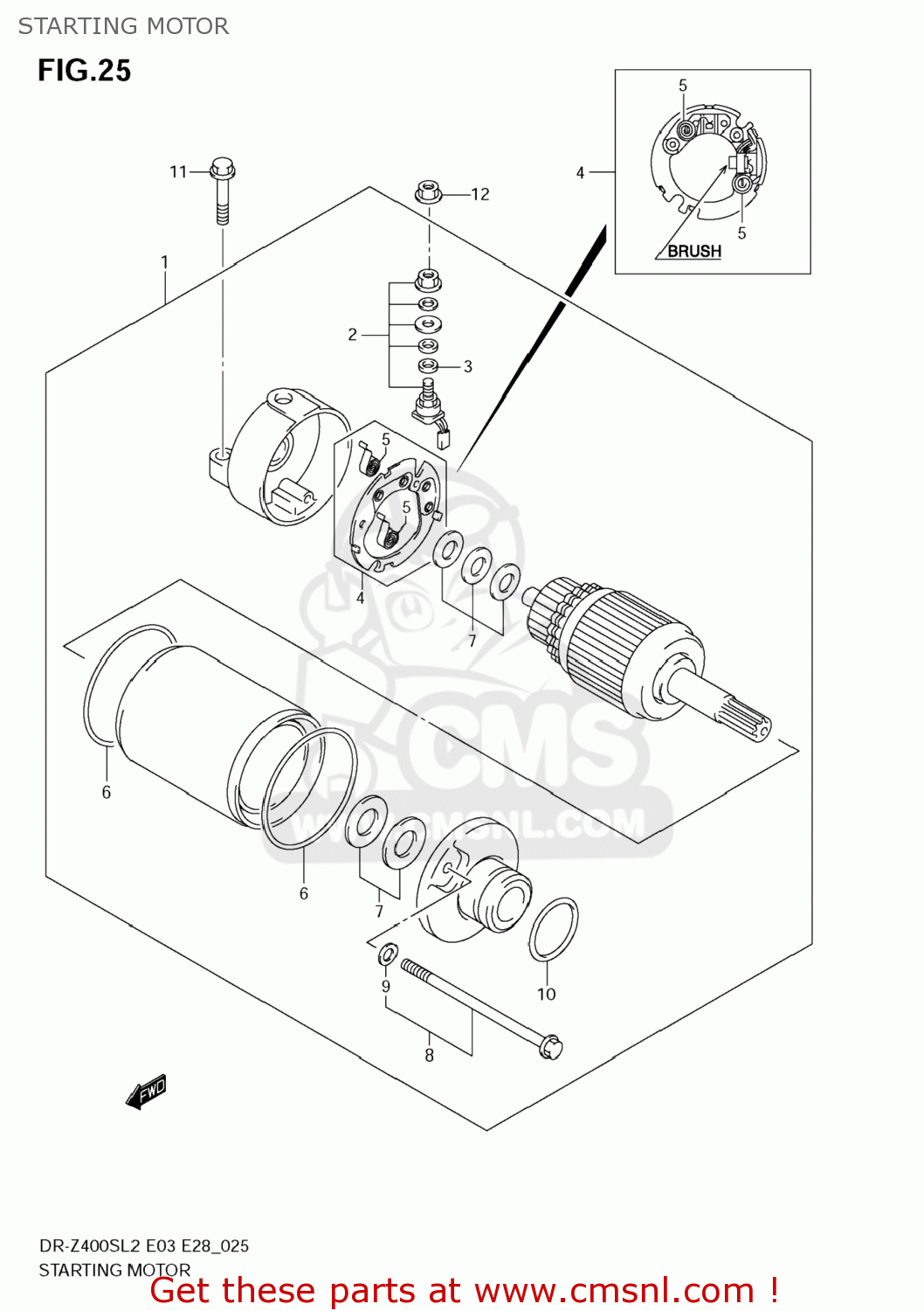 STARTING MOTOR DR-Z400S 2012 (L2) USA (E03) DRZ400S DR Z400S