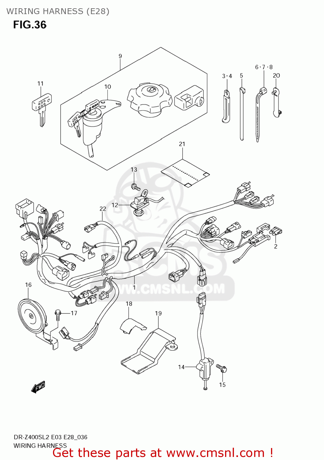 WIRING HARNESS (E28) DR-Z400S 2012 (L2) USA (E03) DRZ400S DR Z400S