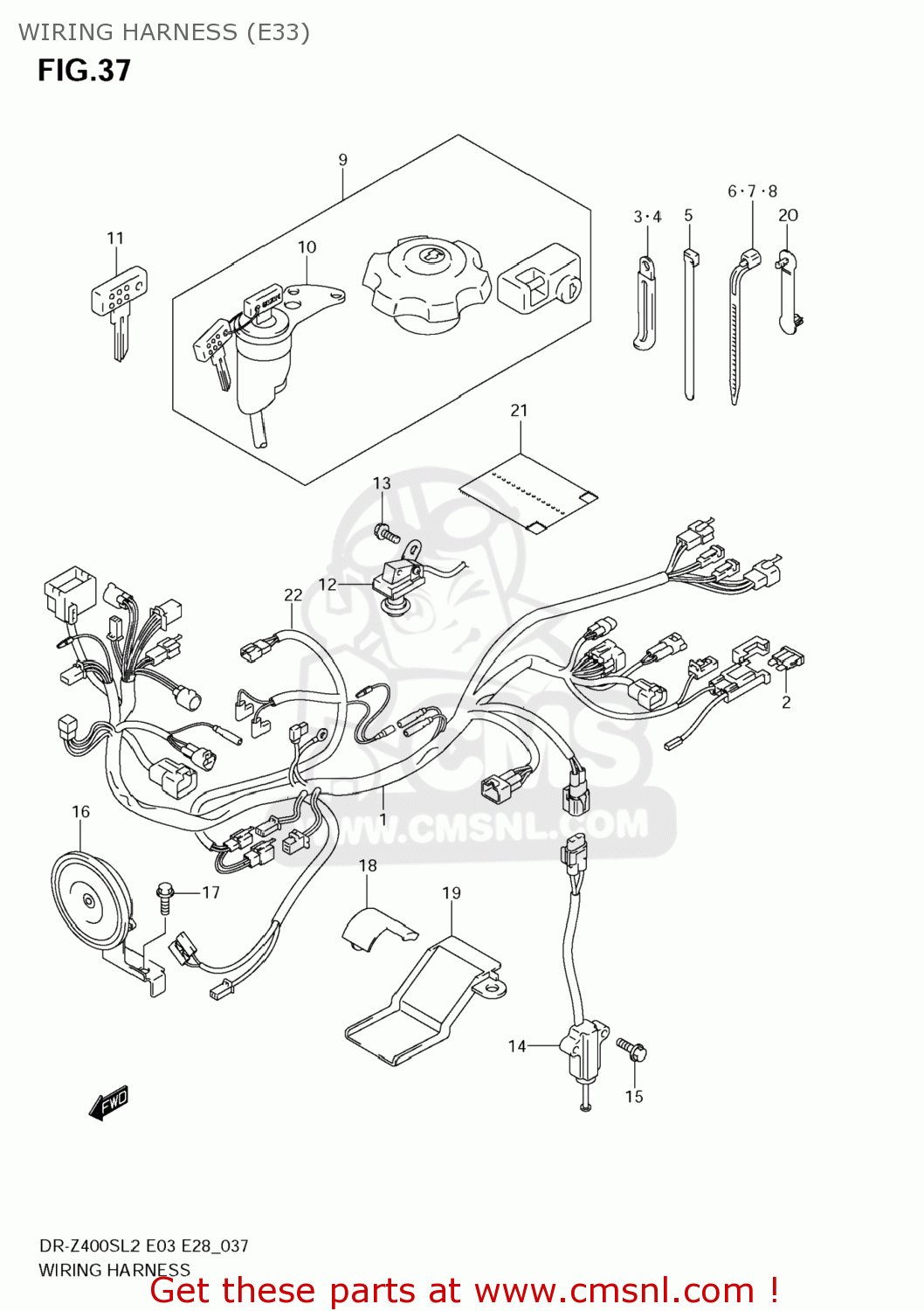 WIRING HARNESS (E33) DR-Z400S 2012 (L2) USA (E03) DRZ400S DR Z400S