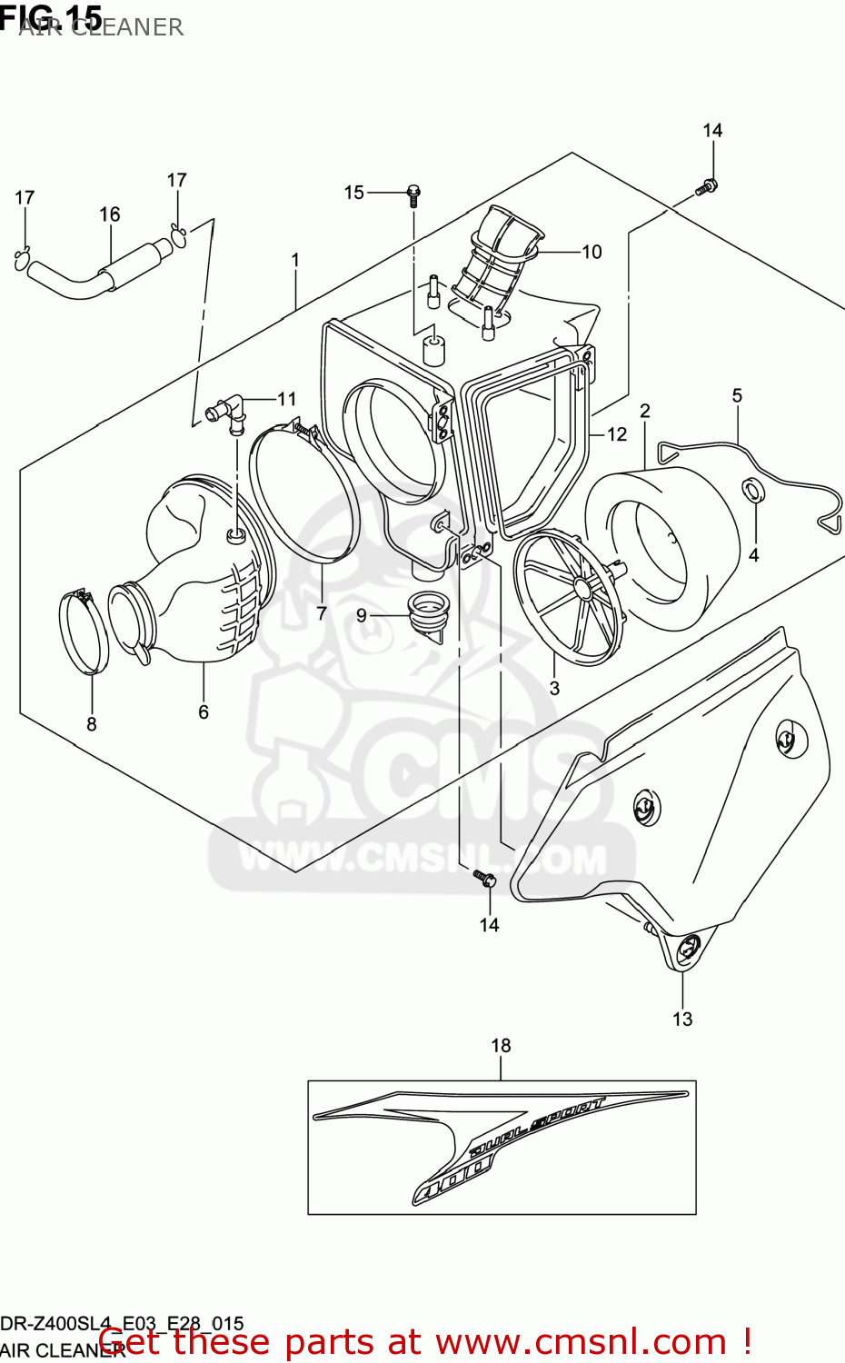 AIR CLEANER DR-Z400S 2014 (L4) USA (E03) DRZ400S DR Z400S