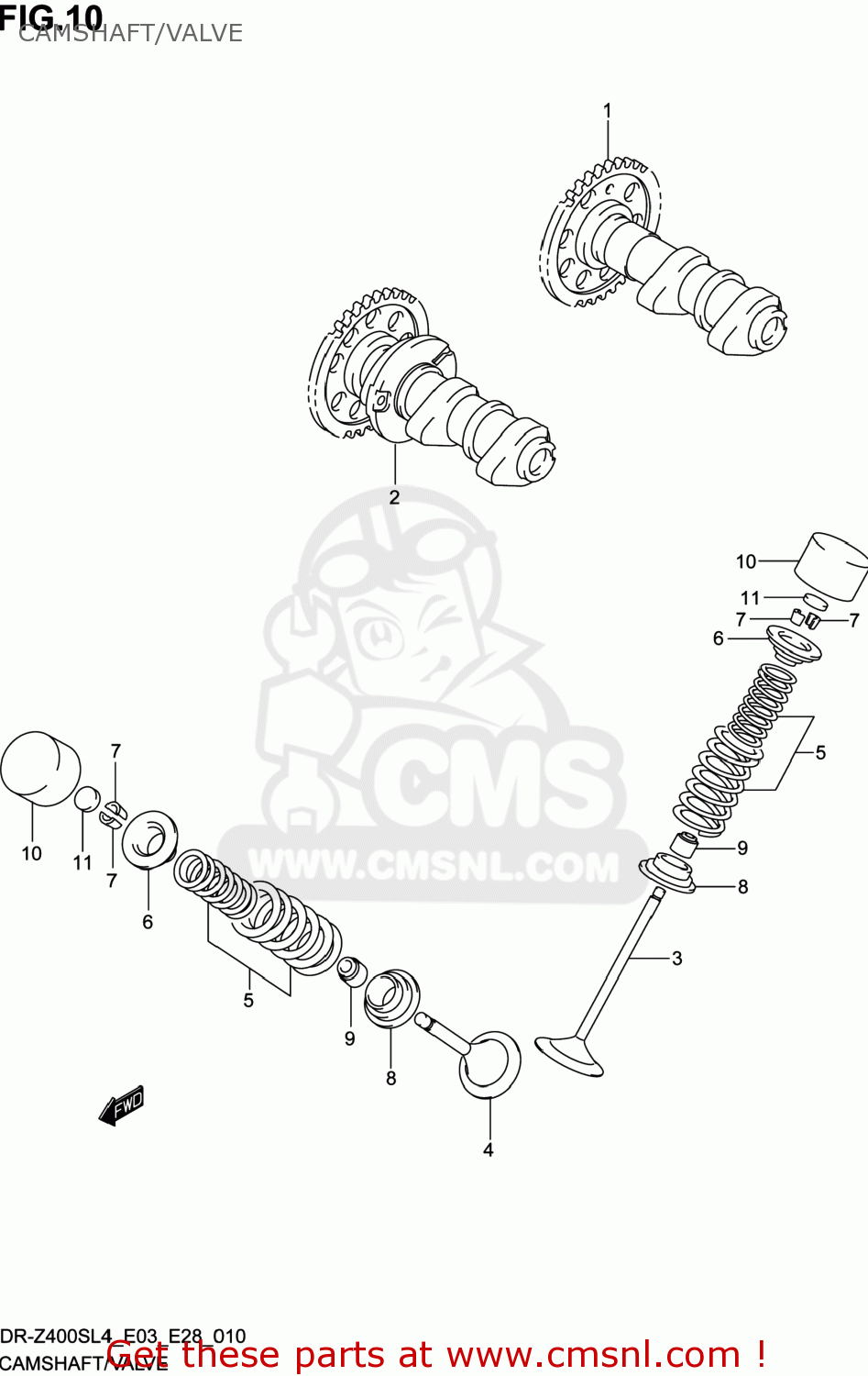 CAMSHAFT/VALVE DR-Z400S 2014 (L4) USA (E03) DRZ400S DR Z400S