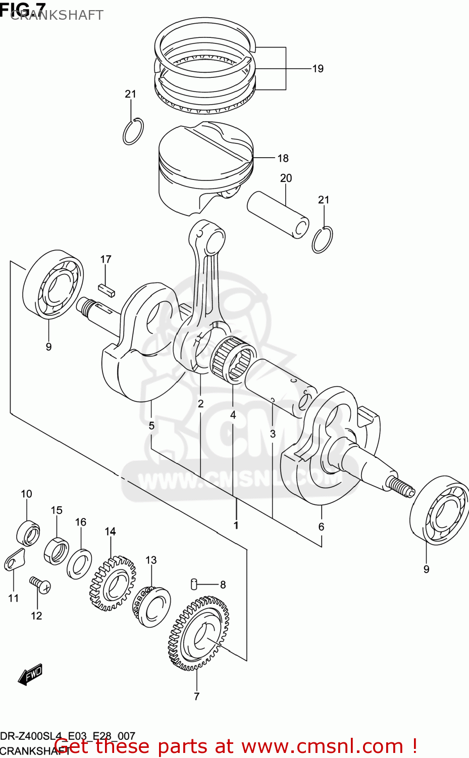 CRANKSHAFT DR-Z400S 2014 (L4) USA (E03) DRZ400S DR Z400S