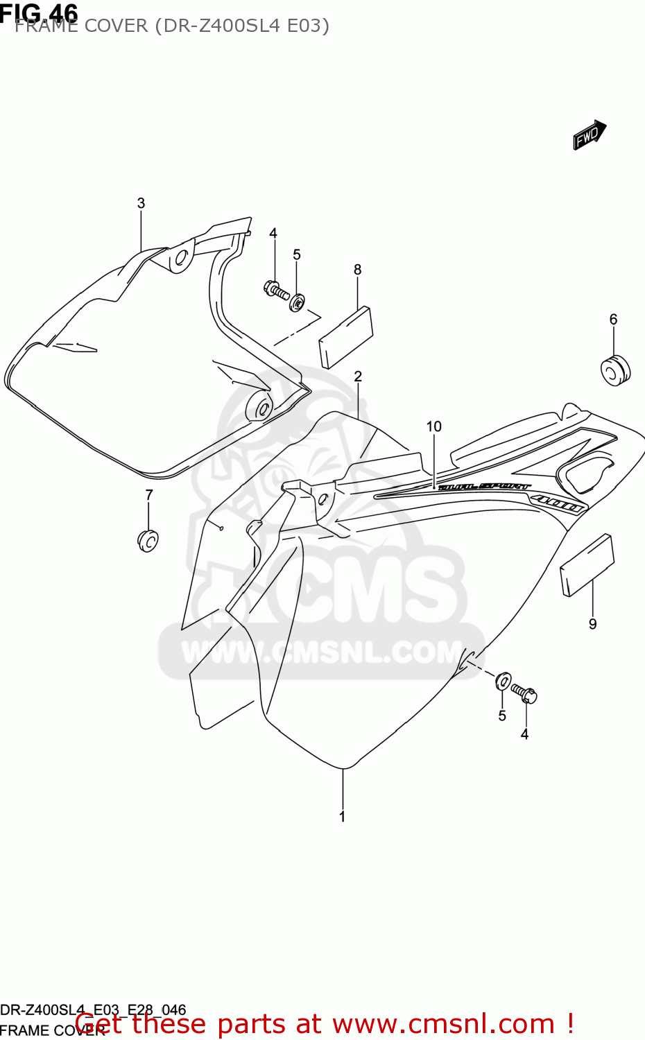 FRAME COVER (DR-Z400SL4 E03) DR-Z400S 2014 (L4) USA (E03) DRZ400S DR Z400S