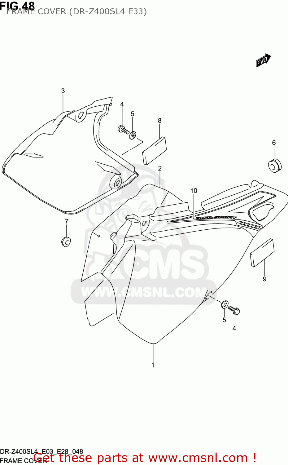 FRAME COVER (DR-Z400SL4 E33) DR-Z400S 2014 (L4) USA (E03) DRZ400S DR Z400S