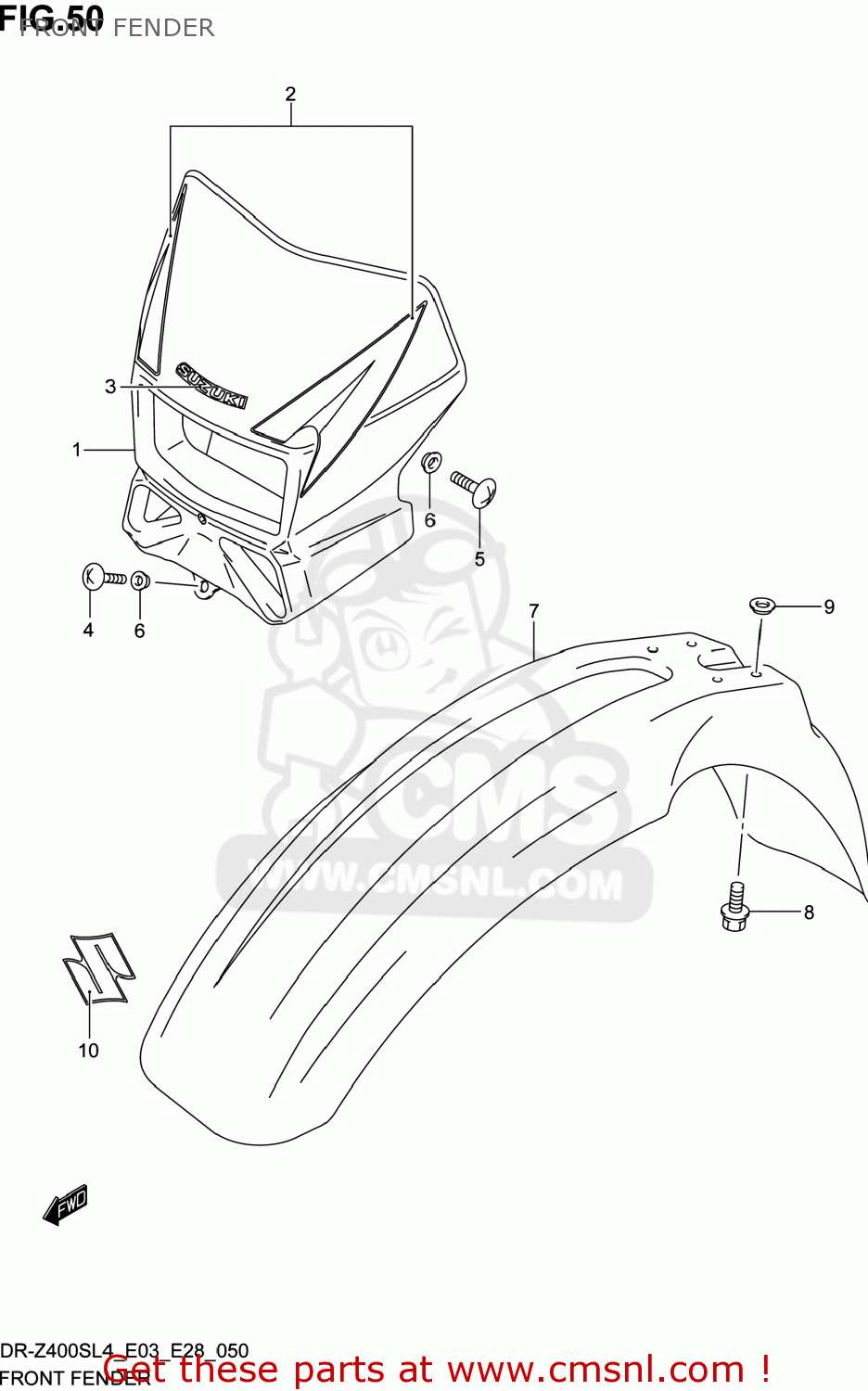 FRONT FENDER DR-Z400S 2014 (L4) USA (E03) DRZ400S DR Z400S