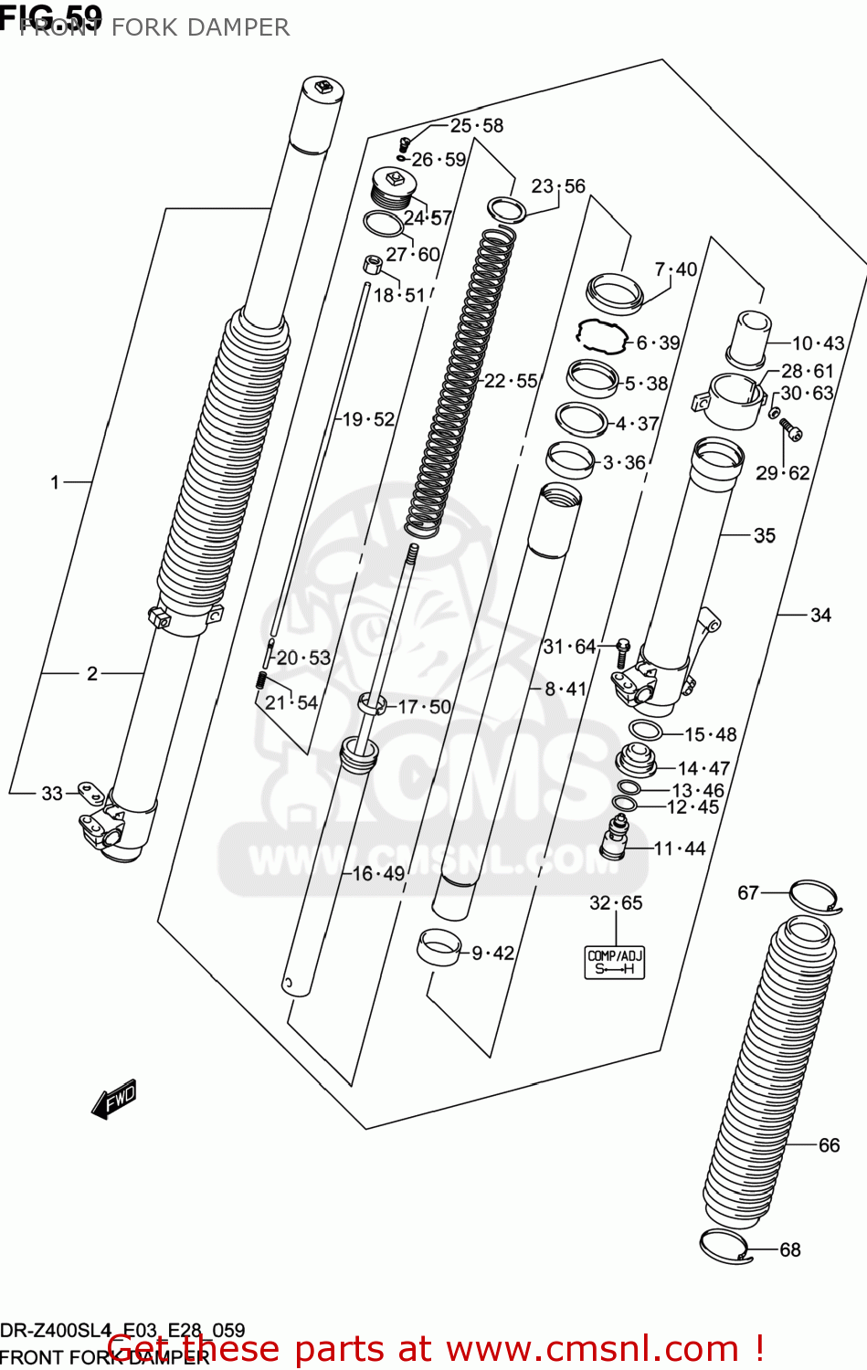 FRONT FORK DAMPER DR-Z400S 2014 (L4) USA (E03) DRZ400S DR Z400S