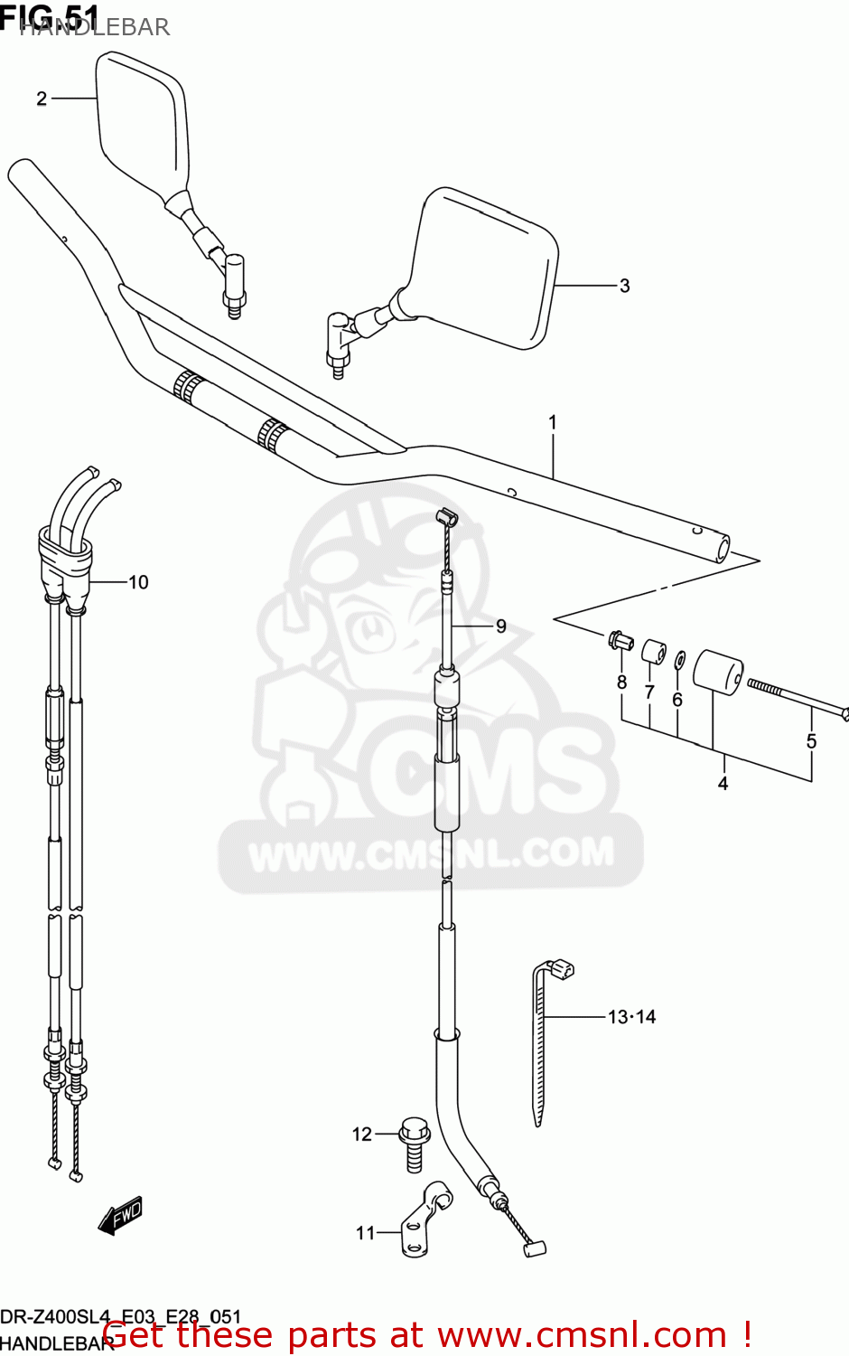 HANDLEBAR DR-Z400S 2014 (L4) USA (E03) DRZ400S DR Z400S