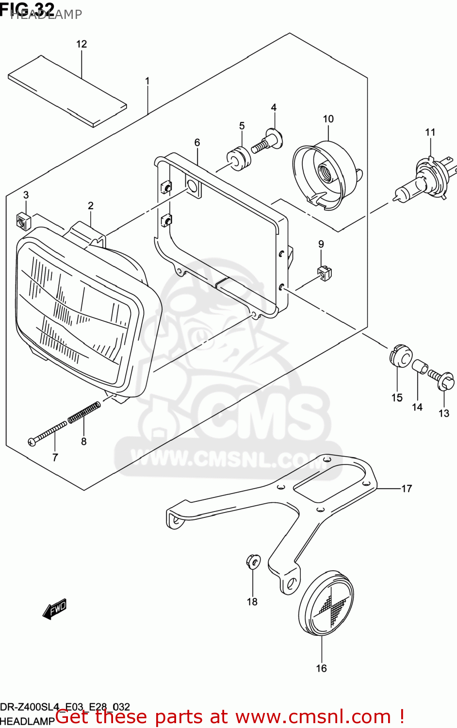 HEADLAMP DR-Z400S 2014 (L4) USA (E03) DRZ400S DR Z400S