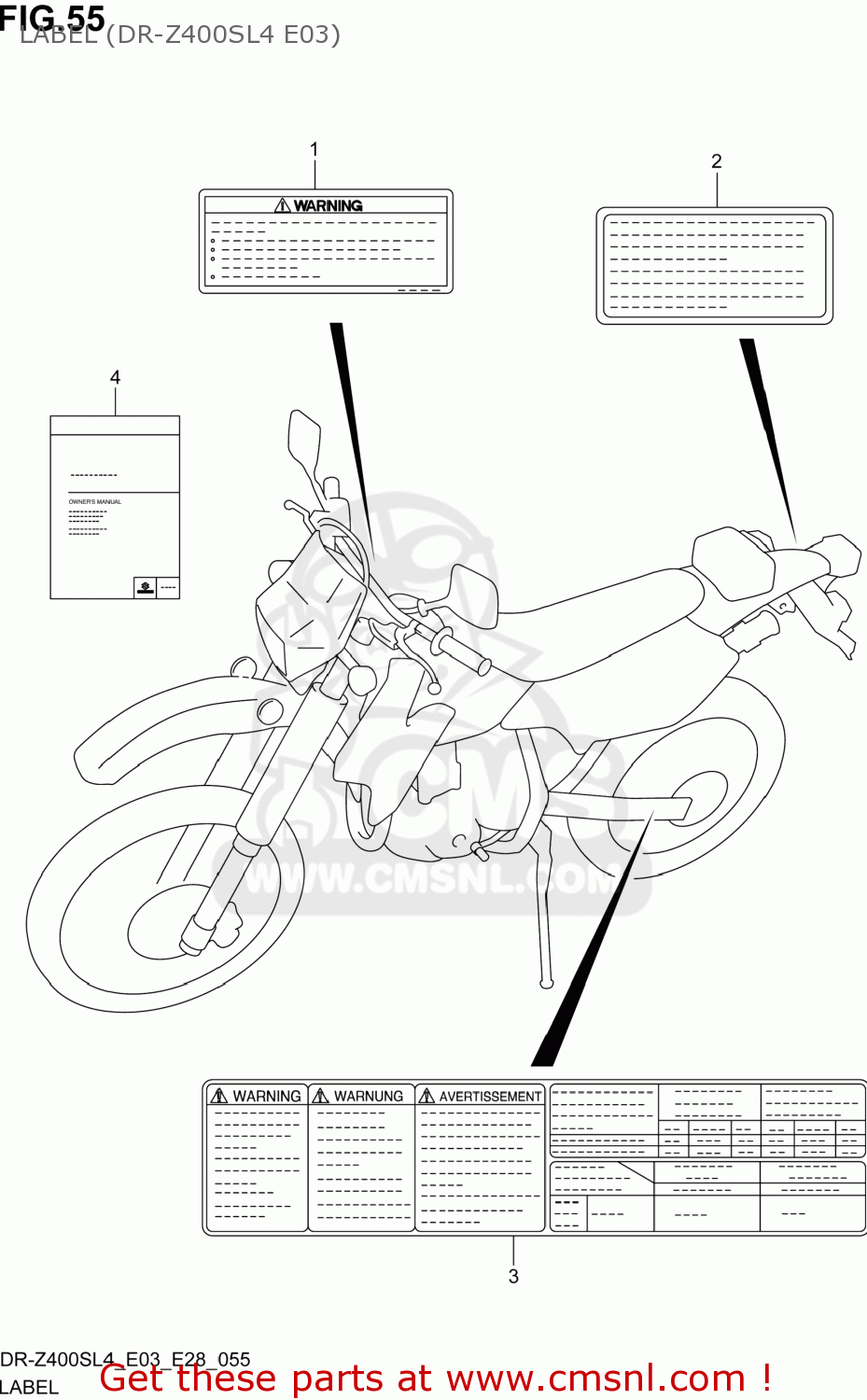 LABEL (DR-Z400SL4 E03) DR-Z400S 2014 (L4) USA (E03) DRZ400S DR Z400S