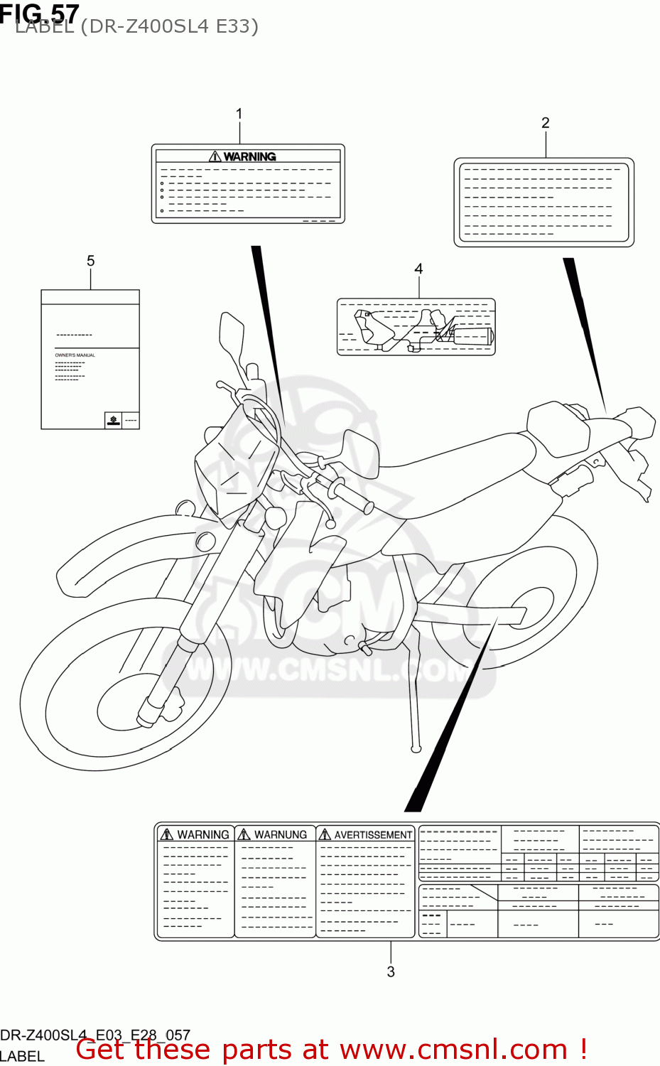 LABEL (DR-Z400SL4 E33) DR-Z400S 2014 (L4) USA (E03) DRZ400S DR Z400S